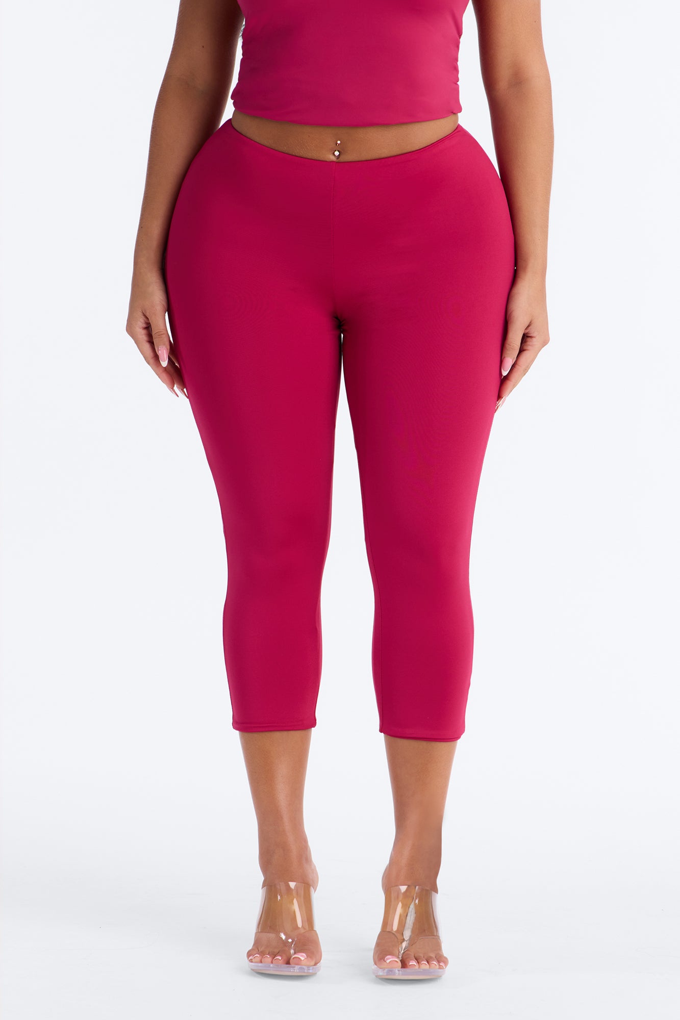 Contour Double Lined Capri Pant - Raspberry