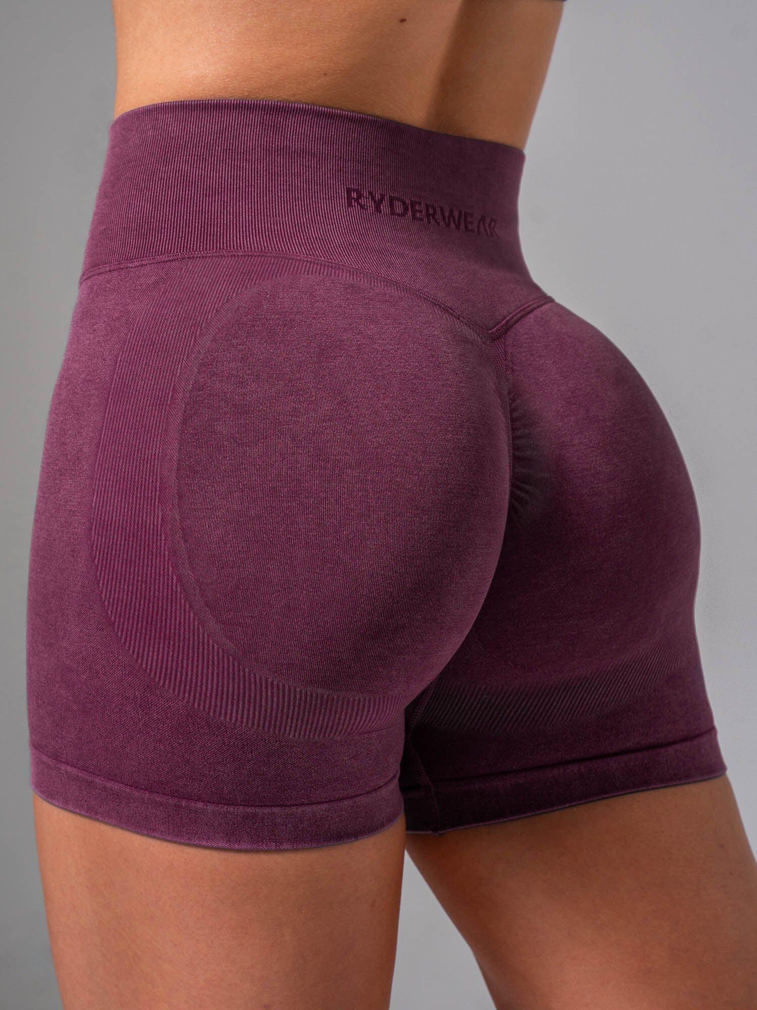 Stonewash Scrunch Seamless Shorts - Plum
