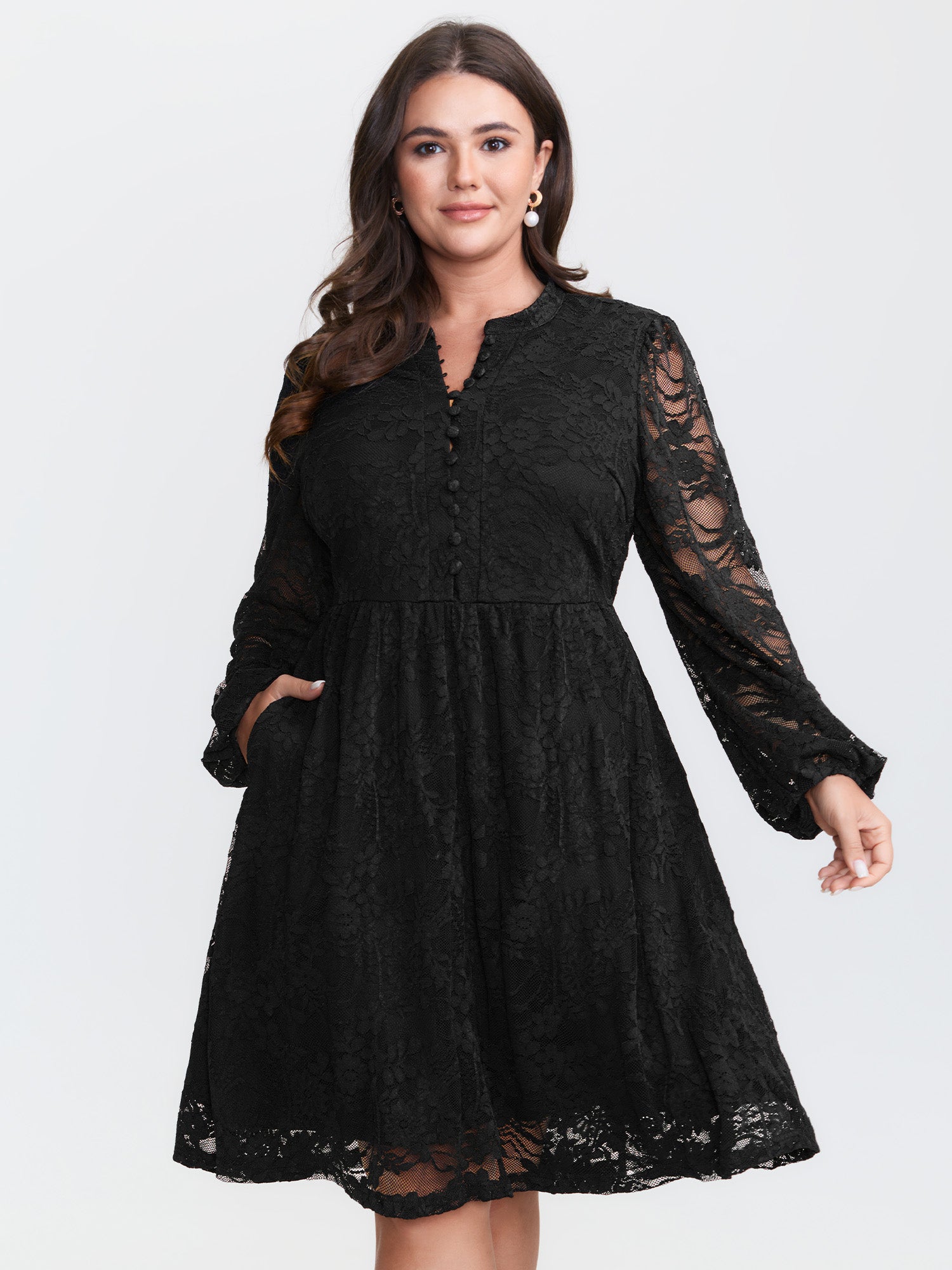 Sheer Lace Sleeve Waist-Defining Mini Dress