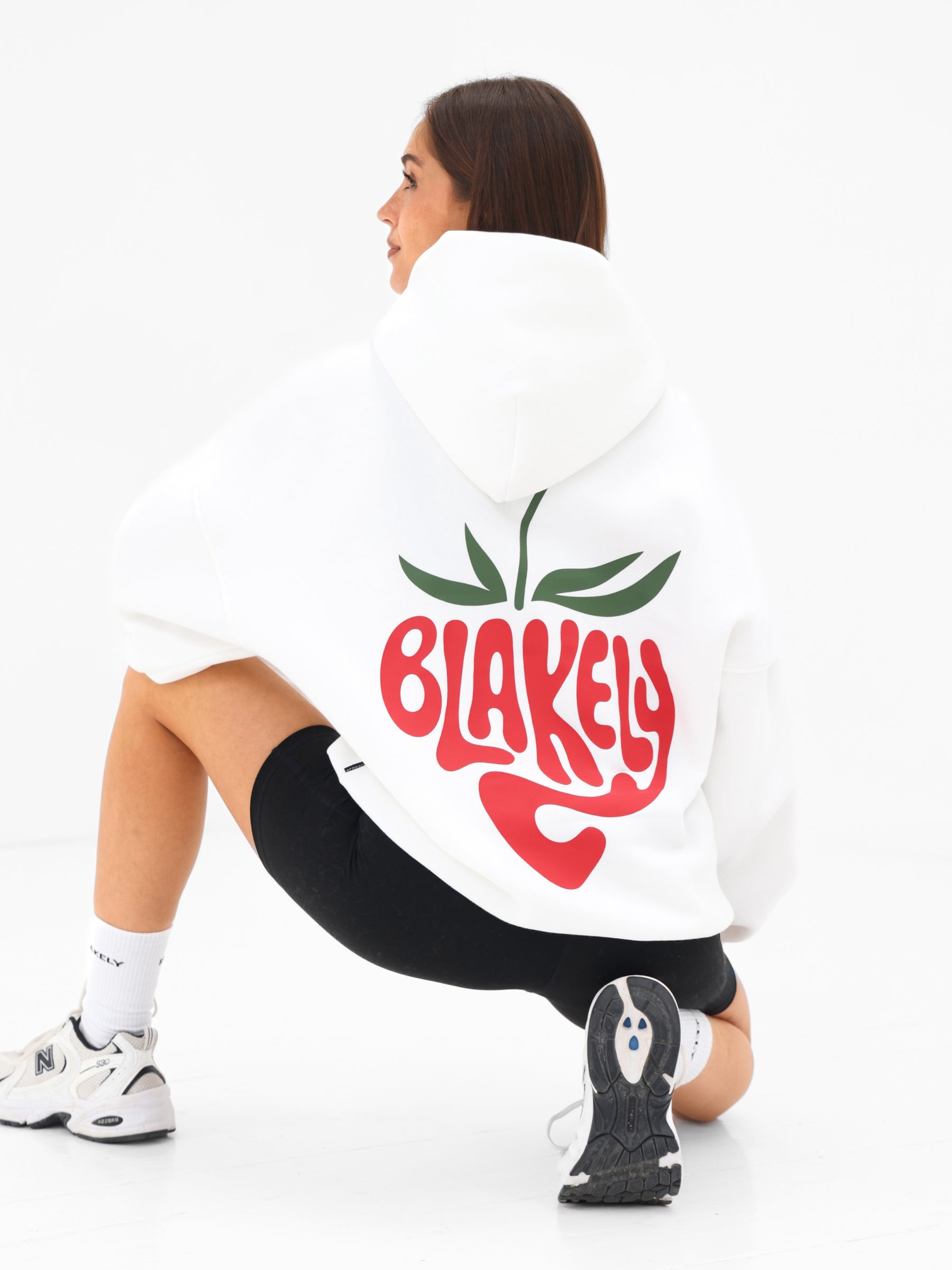Strawberry Bubble Print Oversized Hoodie - White