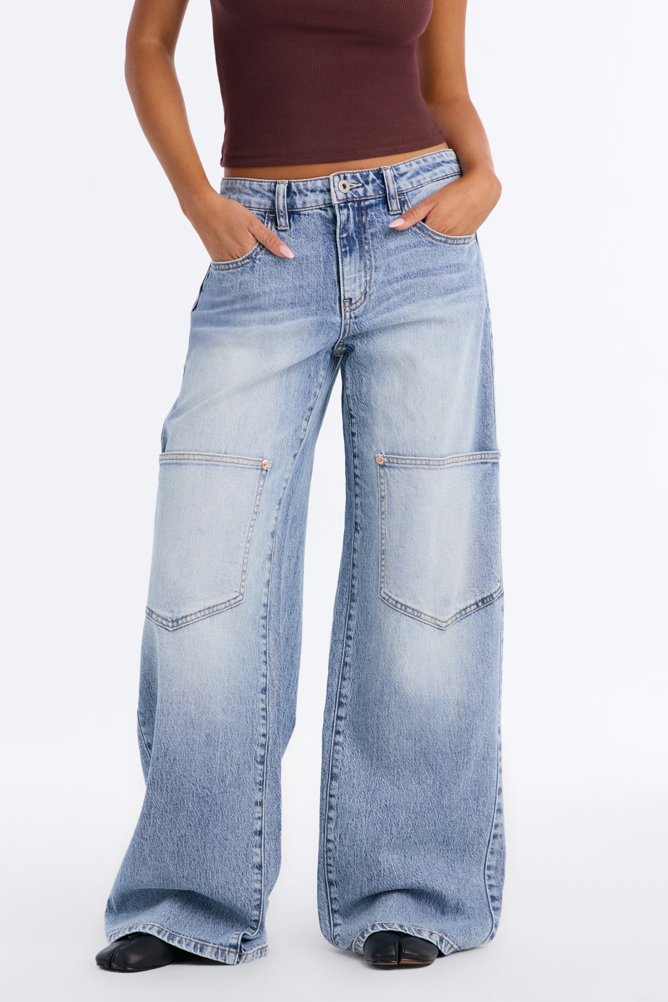 Brooklyn Baggy Cargo Jeans - Light Wash