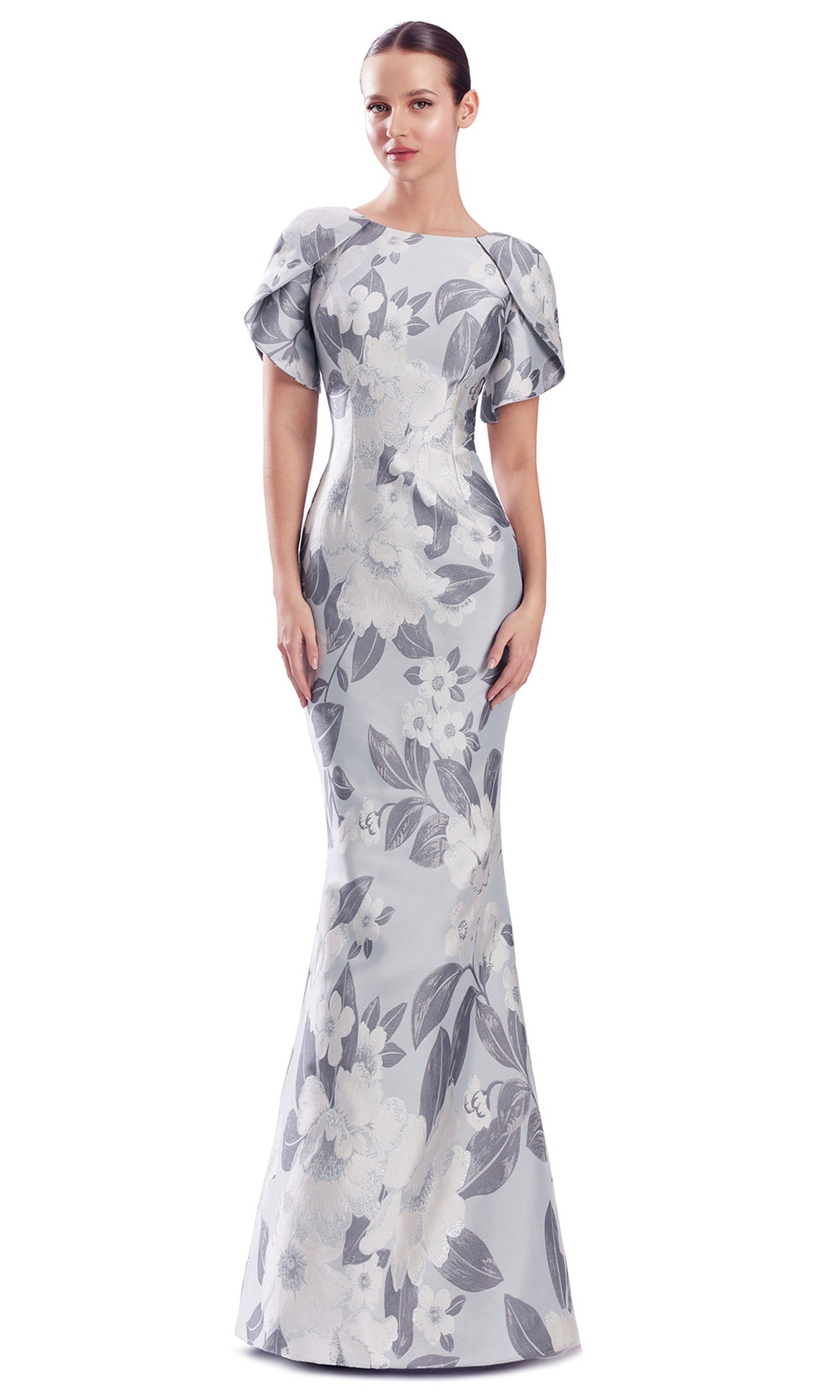 Alexander by Daymor 3339F26 - Floral Print Tulip Sleeve Evening Gown