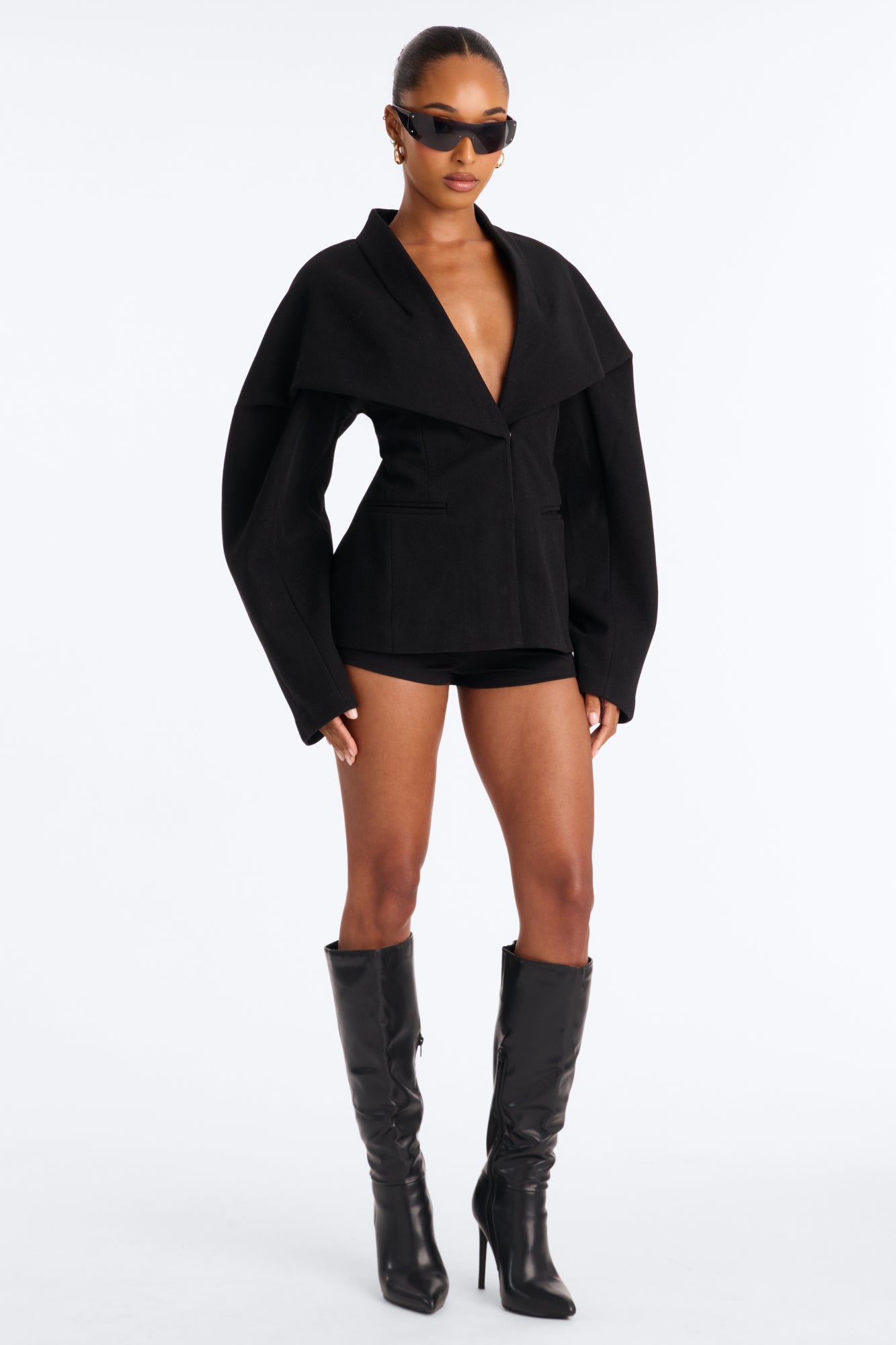 Sienna Fitted Shawl Collar Coat - Black