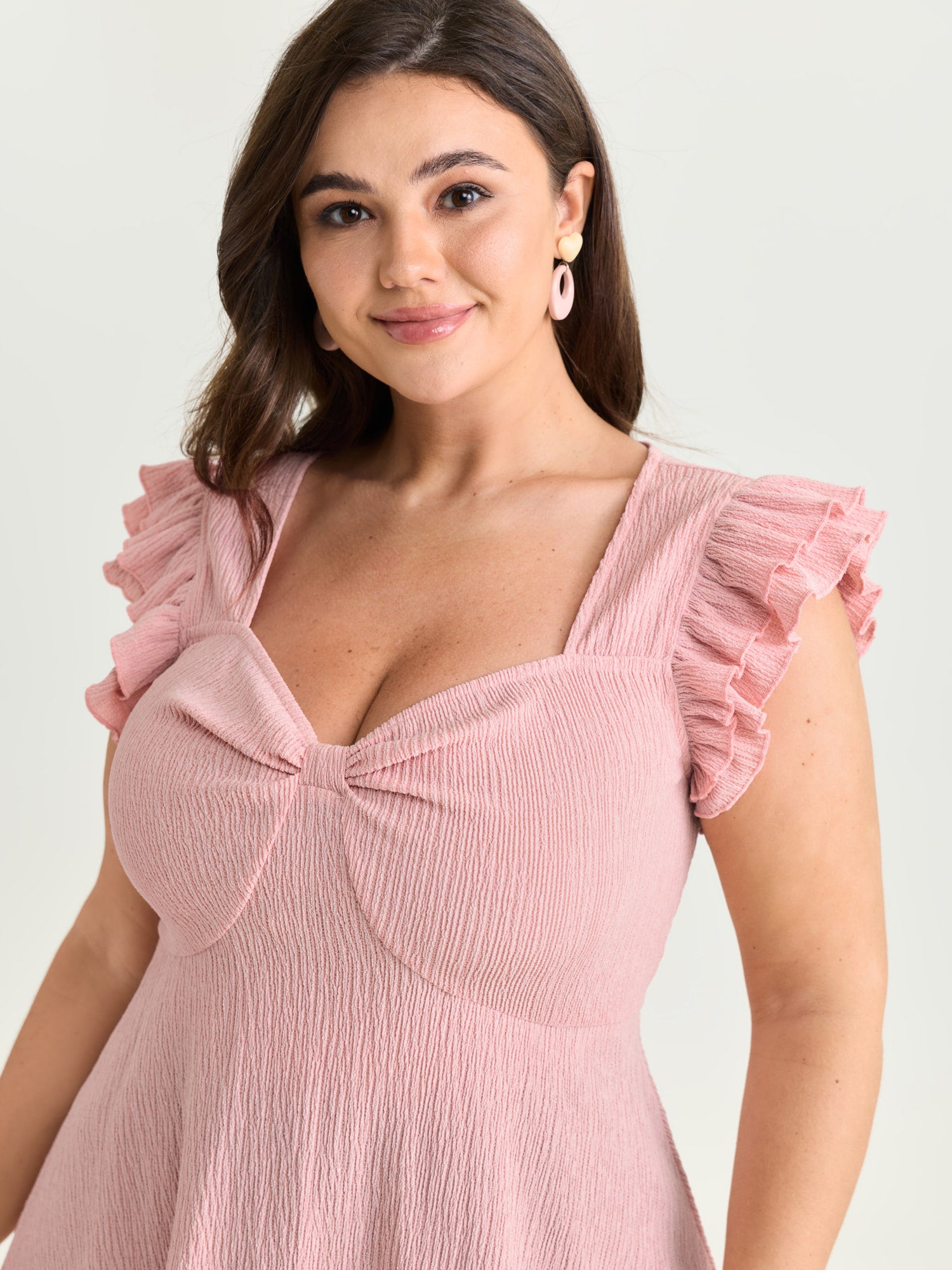 Flutter Layered Sleeve Sweetheart Knit Top