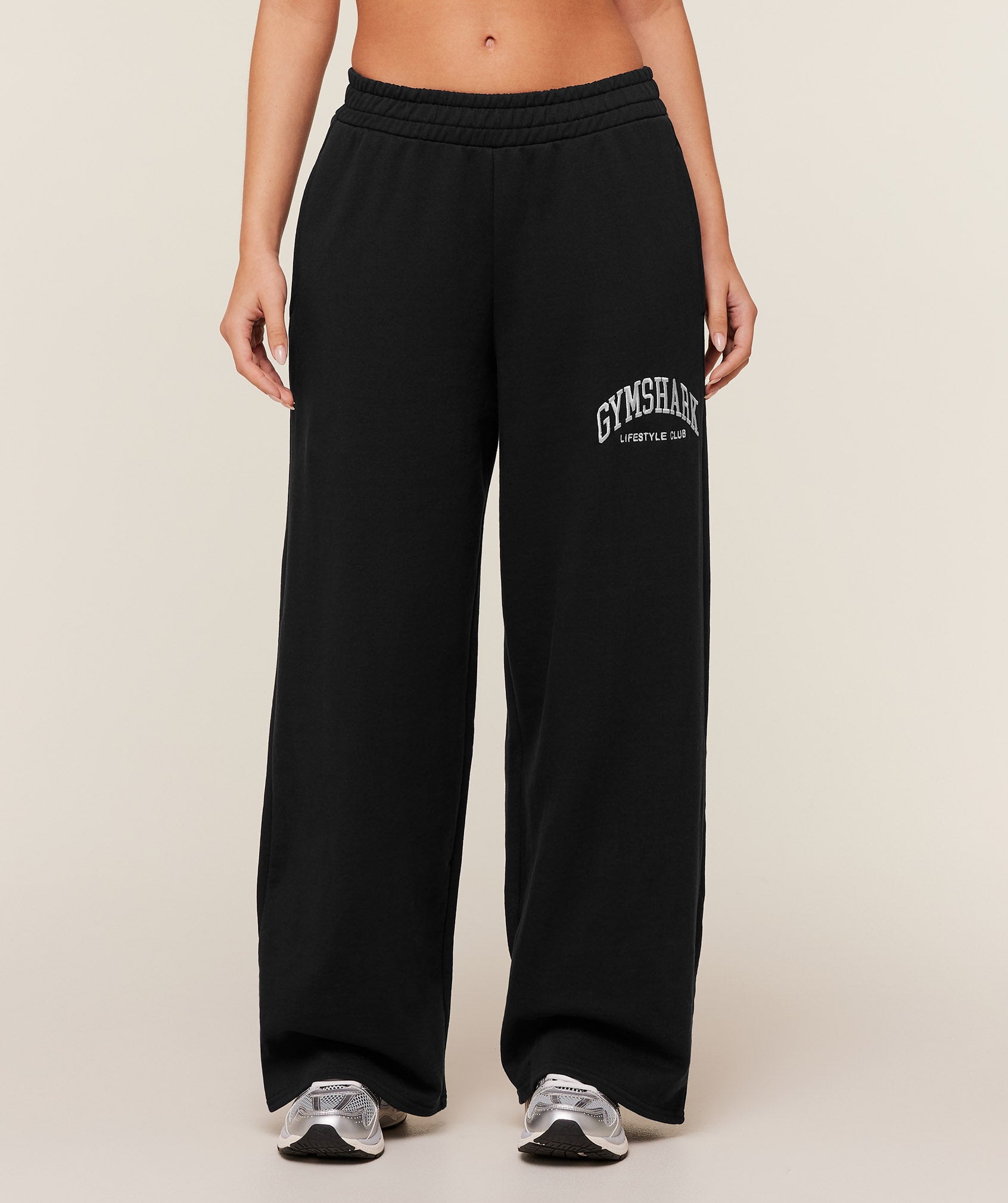 Gymshark Collegiate Graphic Straight Leg Joggers - Black