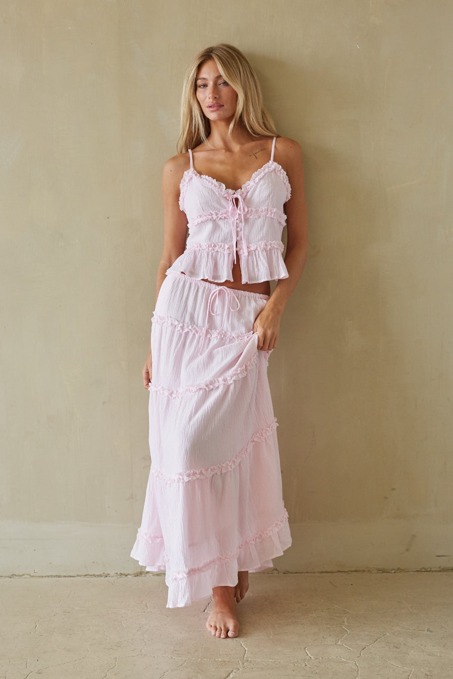 Jada Front Tie Ruffle Top