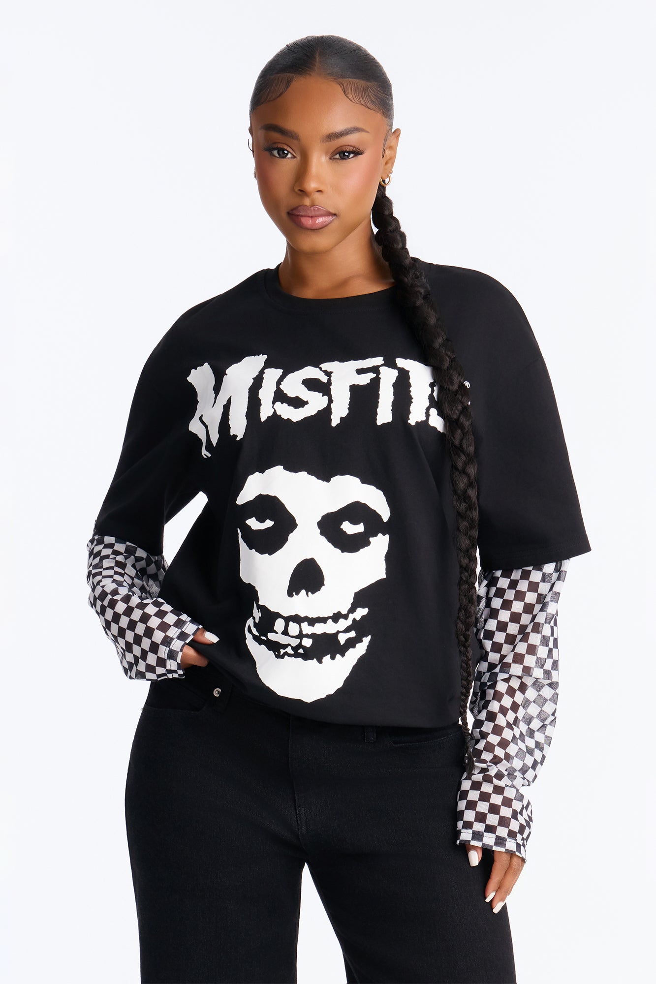 Misfits Iconic Logo Layered Long Sleeve - Black/combo
