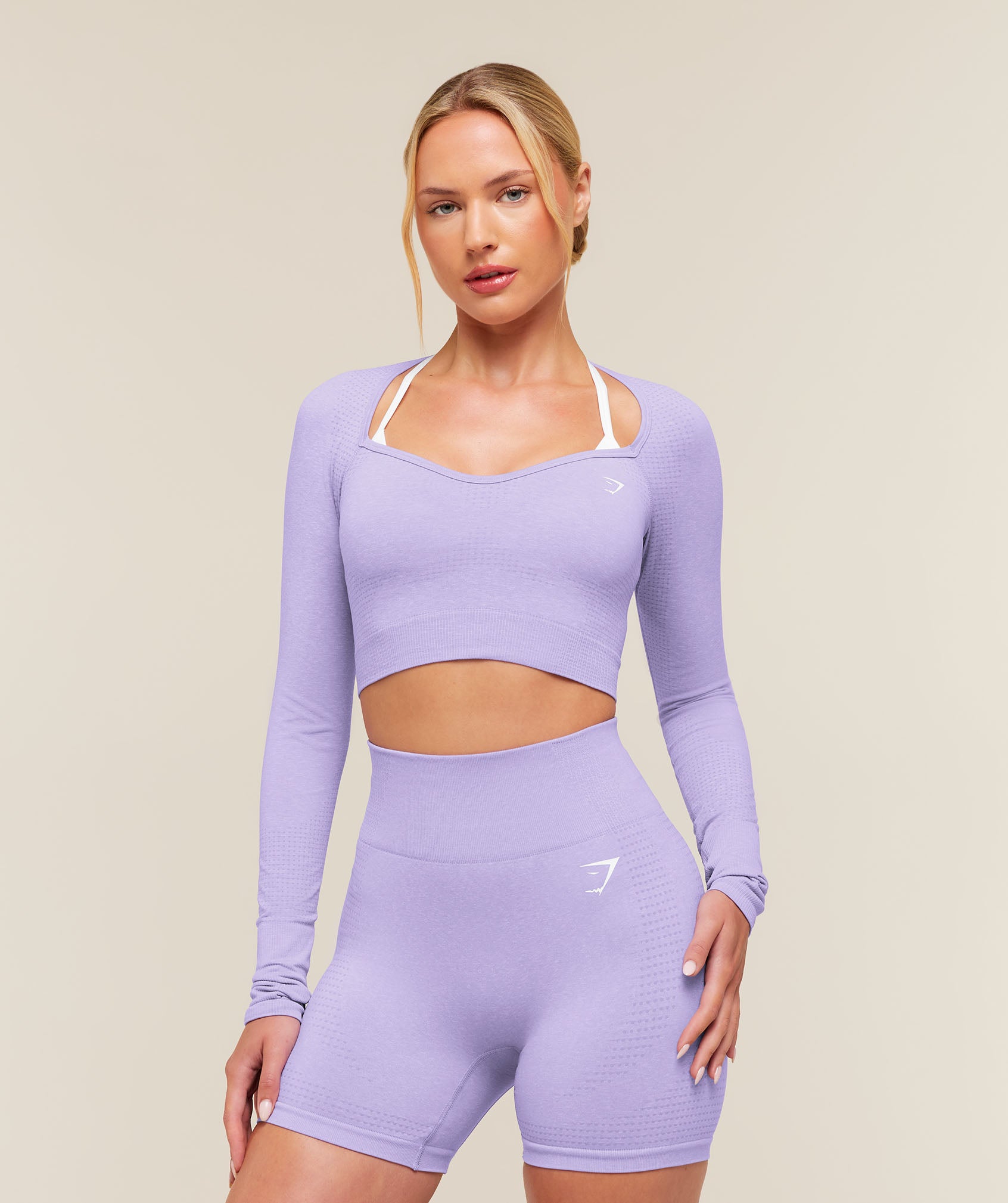 Gymshark Vital Sweetheart Neck Crop Top - Pace Purple/Marl