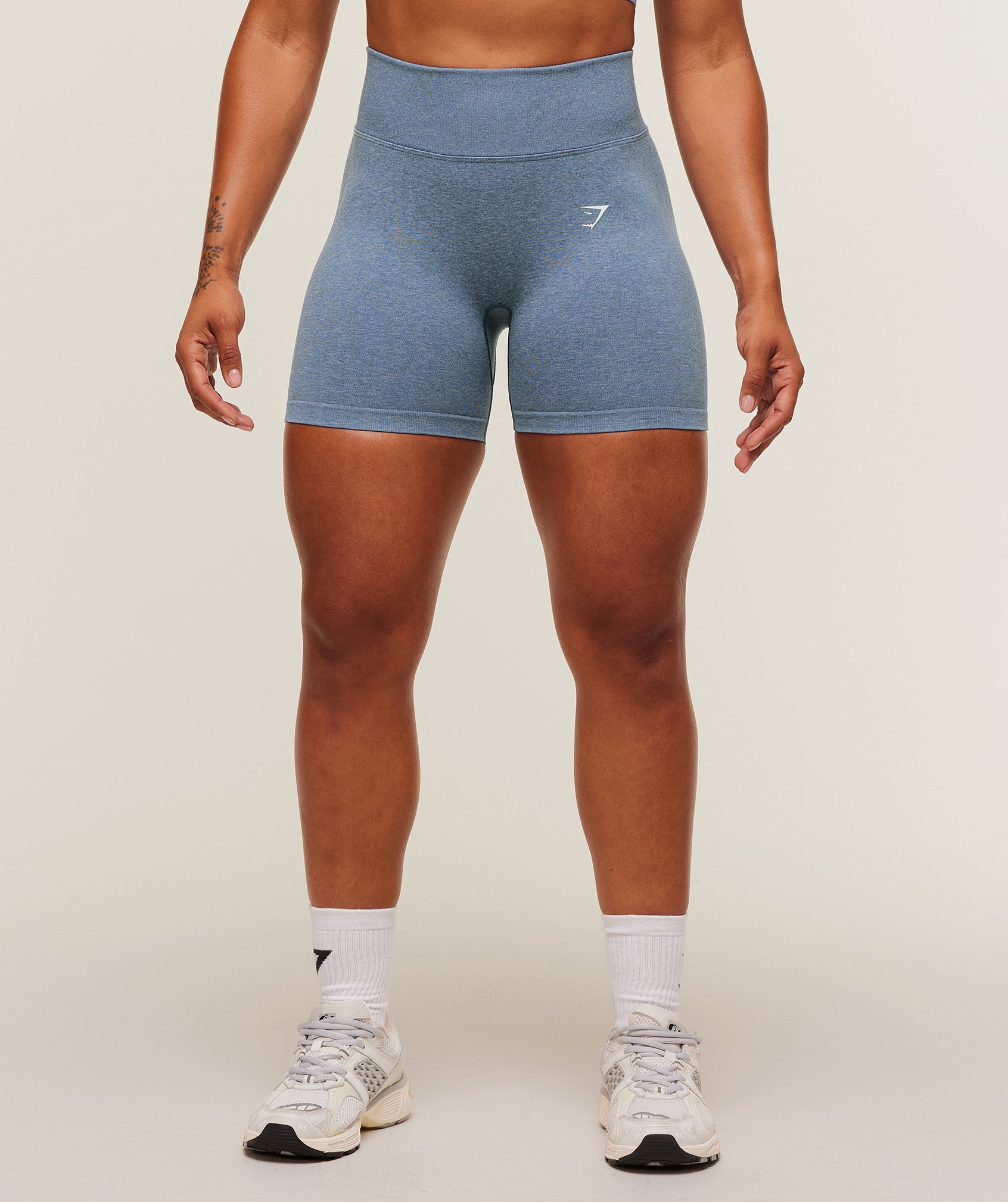 Gymshark Lift Seamless High-Rise Shorts - Worn Blue/Peri Blue Marl