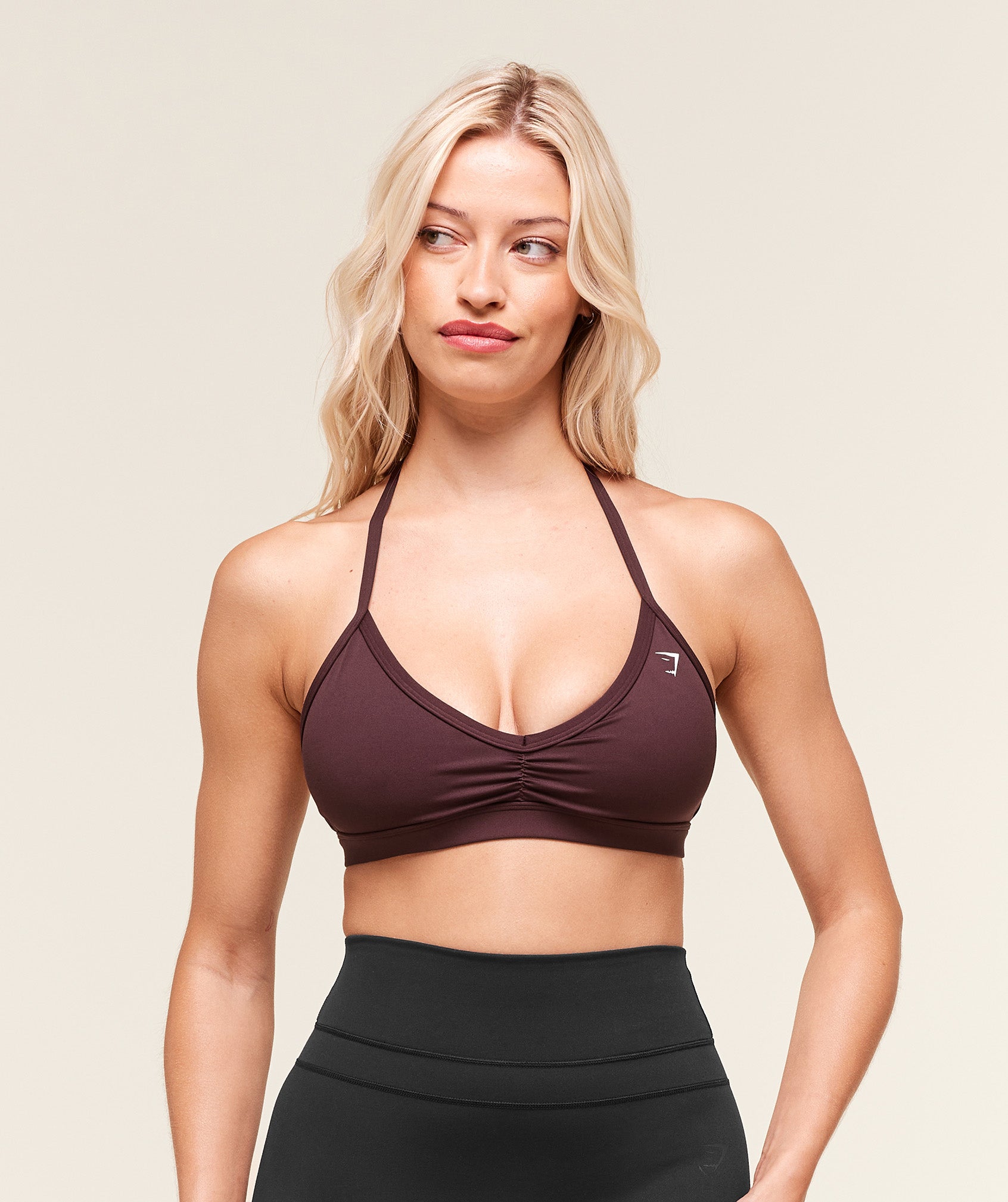 Gymshark Light Support Minimal Halterneck Bra - Cherry Purple