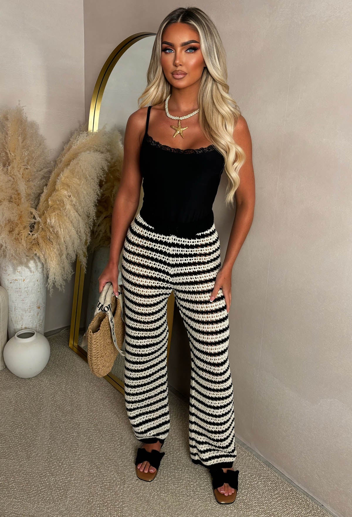 Todays Temptation Black Monochrome Knitted Trousers