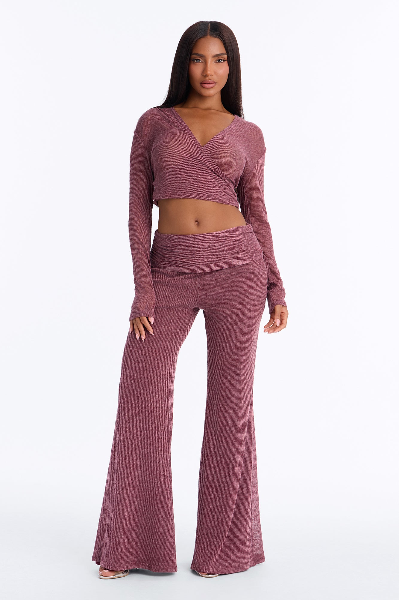 Cecille Knit Hooded Pant Set - Purple