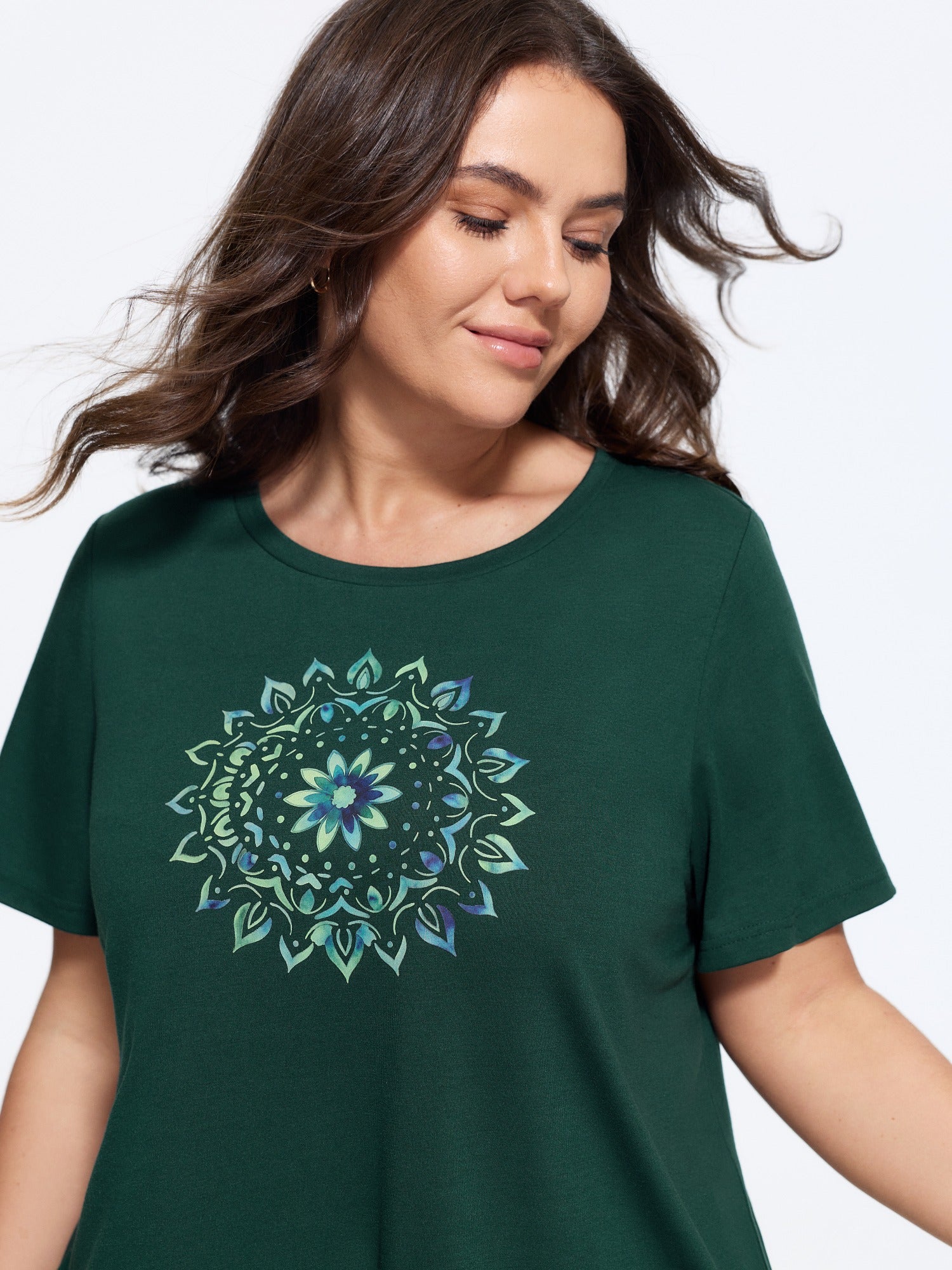 Supersoft Mandala Print Crew Neck T-Shirt