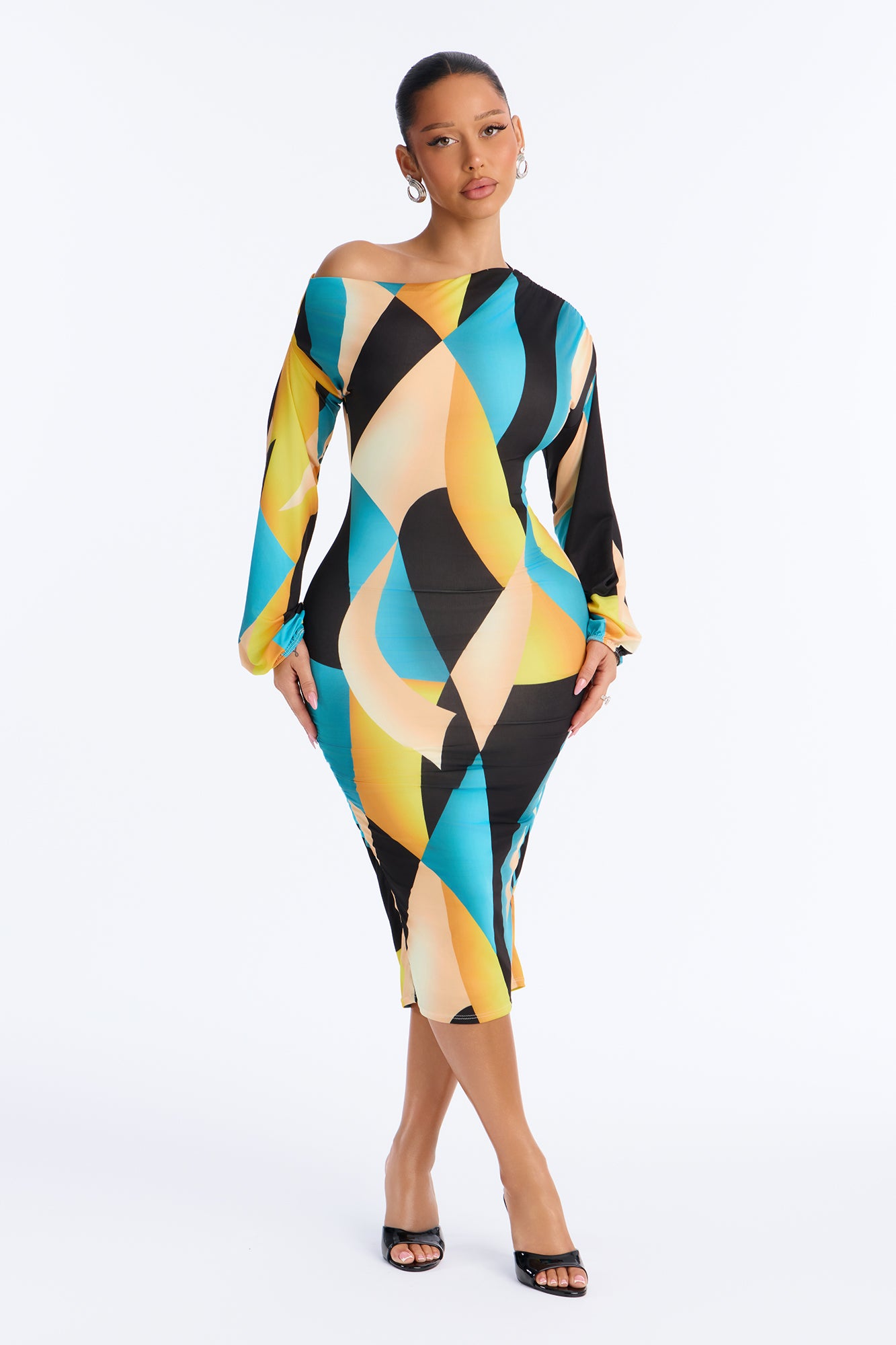 Art Of Design Midi Dress - Nude/combo