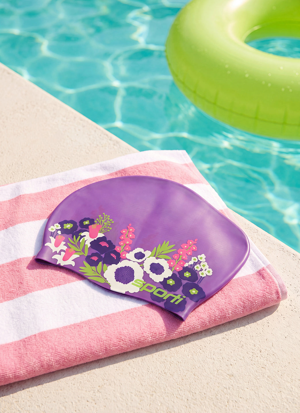 Sporti Spring Meadow Long Hair Bun Silicone Swim Cap