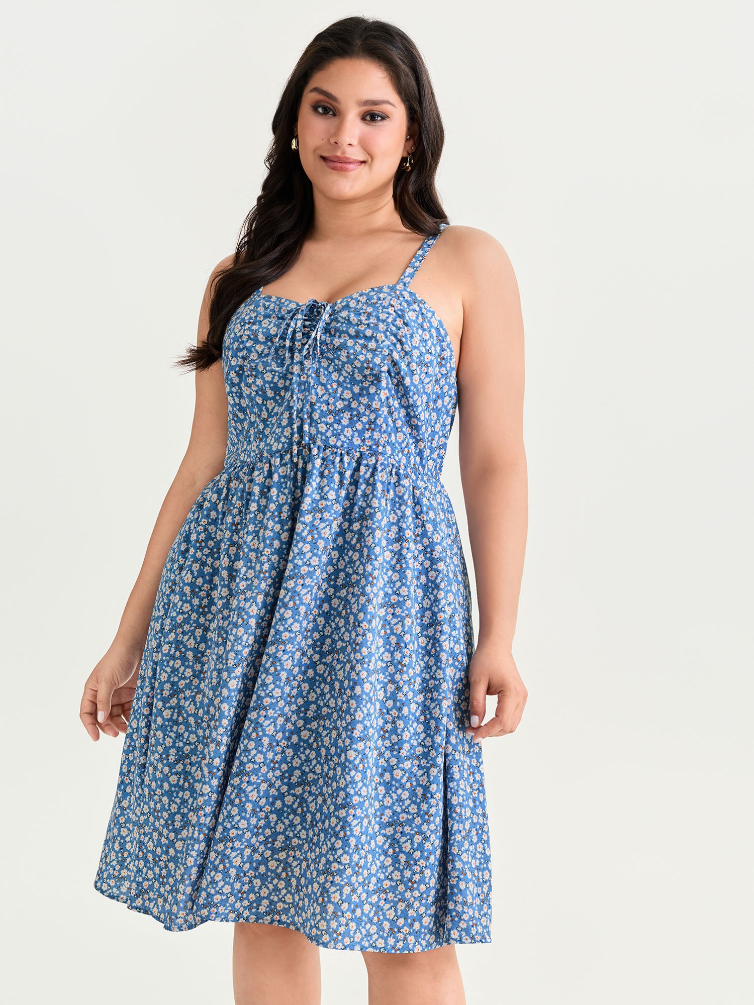 Floral Print V-Neck Cami Mini Dress