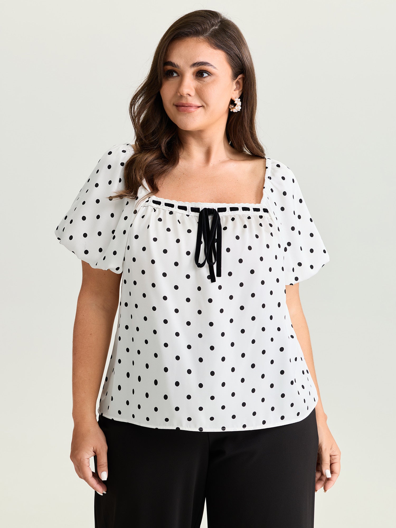 Timeless Polka Dots Neck-Tie Blouse