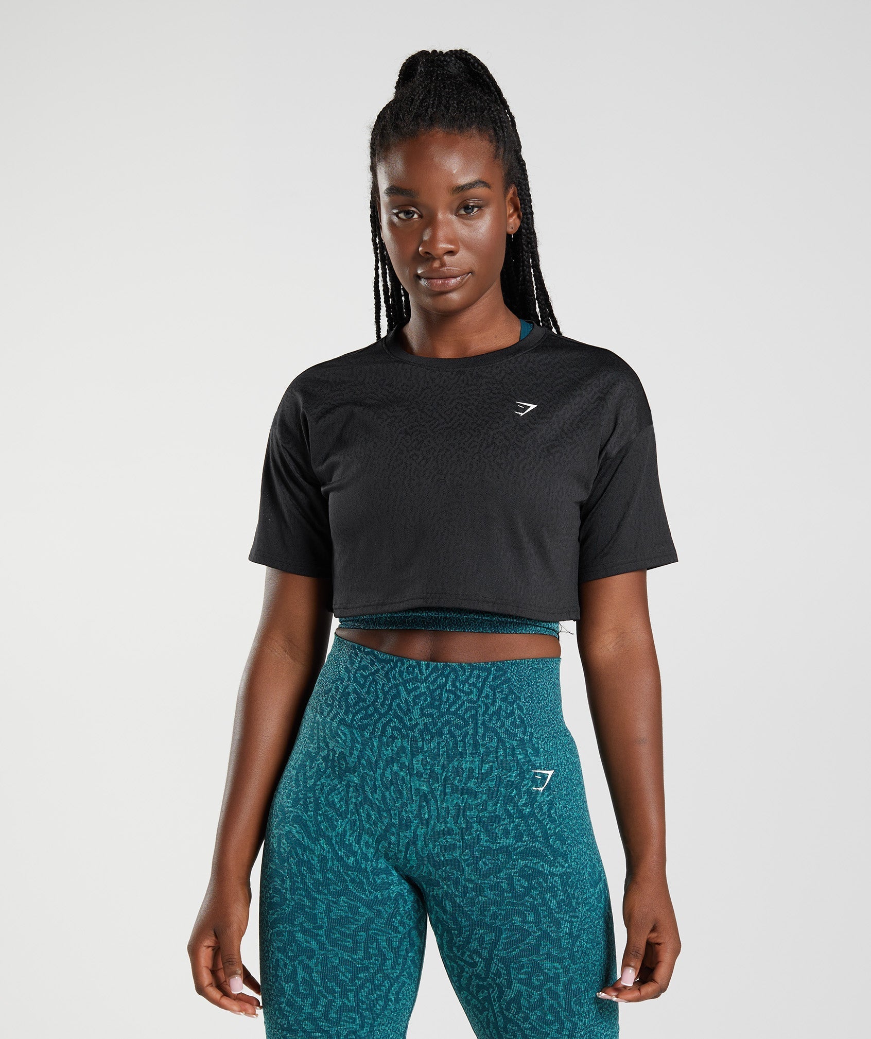 Gymshark Adapt Animal Seamless Crop Top - Black