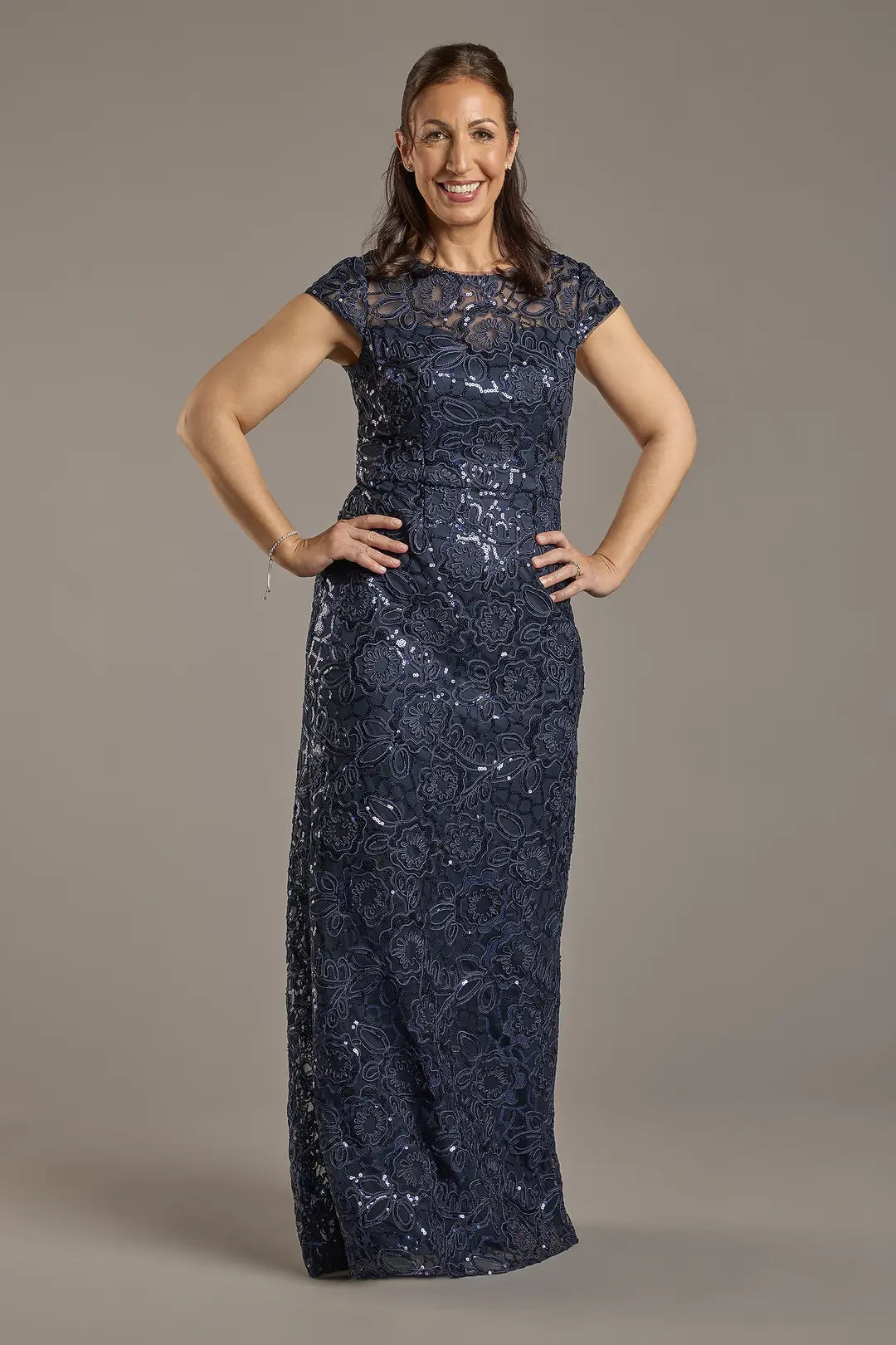 Short Sleeve Embroidered Sheath Dress