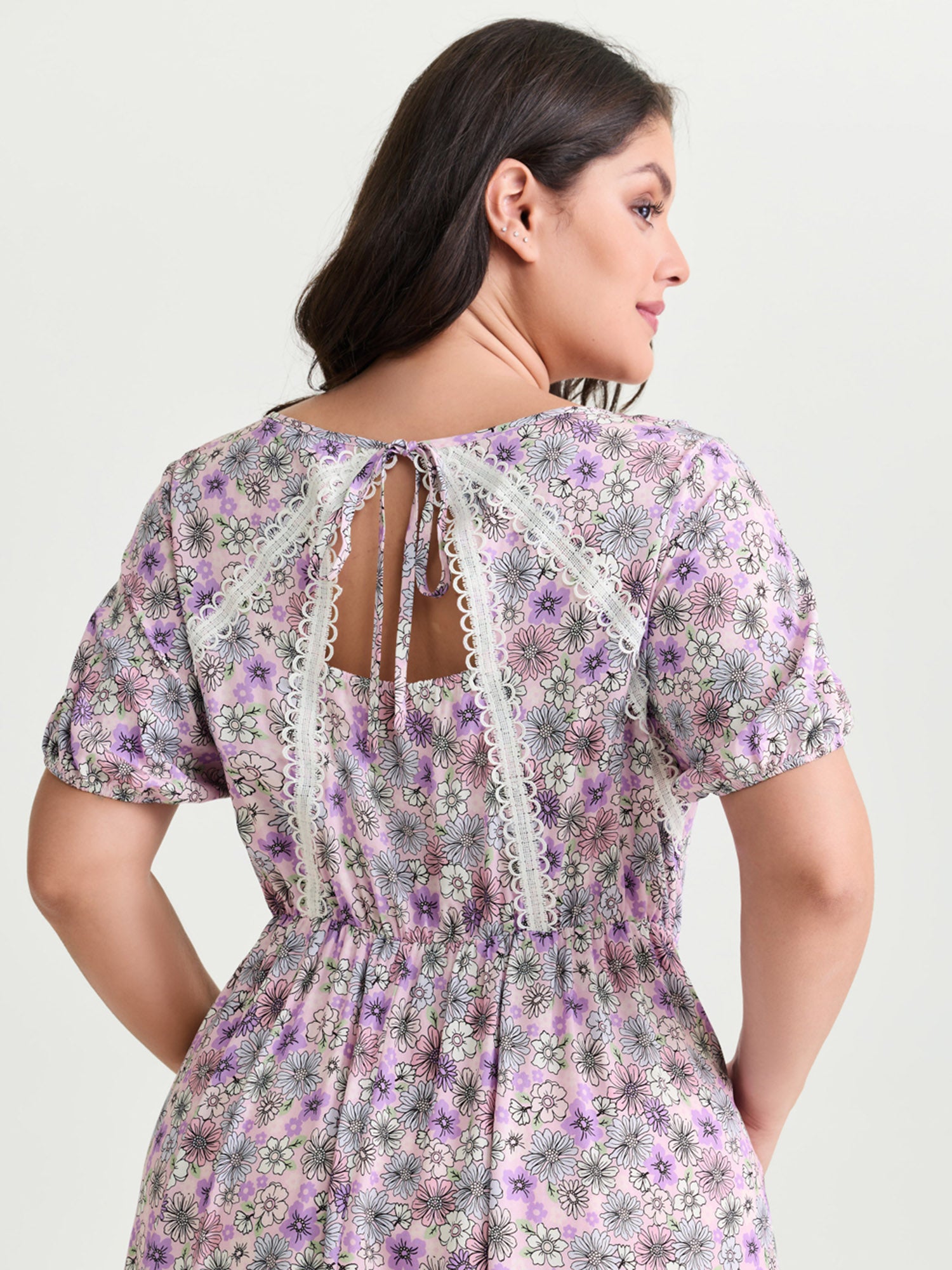 Supersoft Delicate Floral Lace Trim Mini Dress