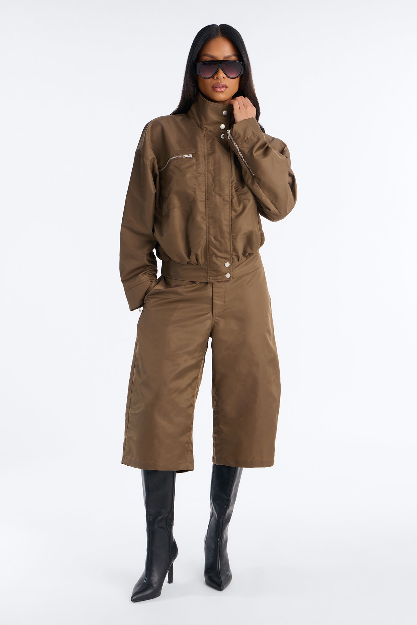 Anaya Bomber Bermuda Short Set - Olive