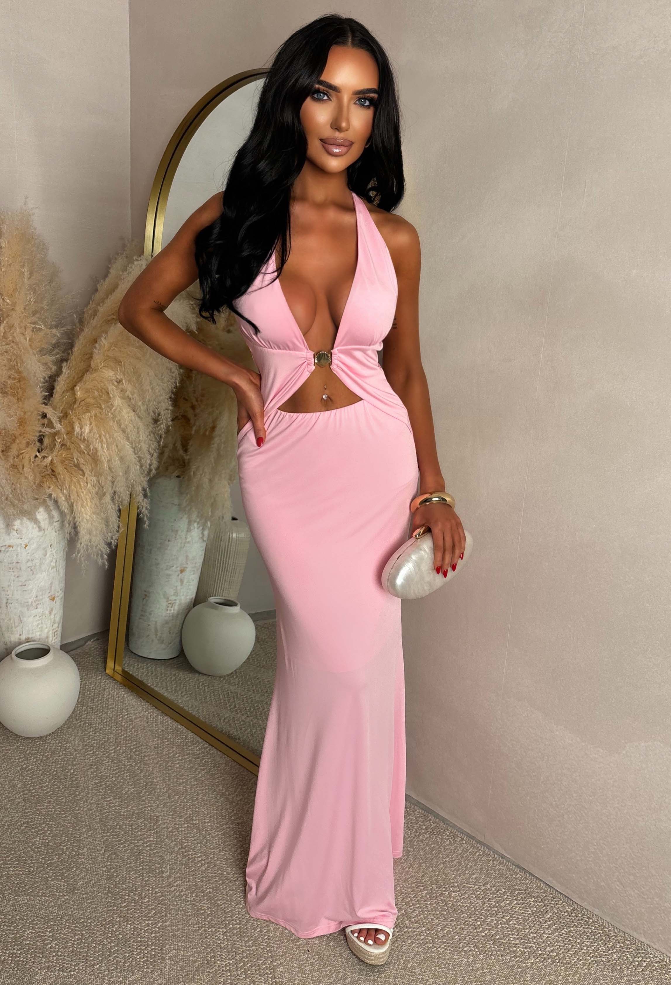 Sapphire Nights Pink Cut Out Maxi Dress