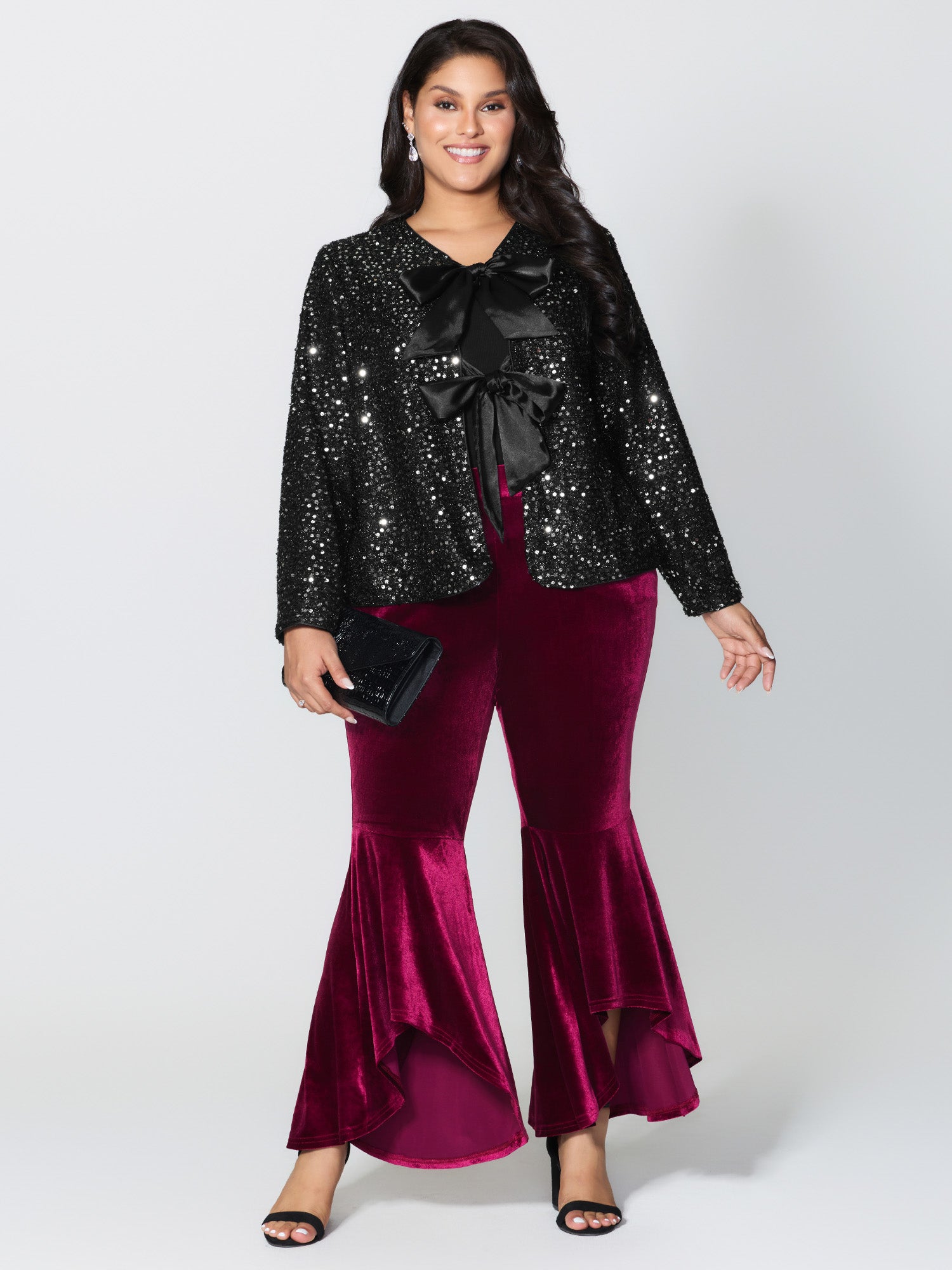 Sequin Bowtie Cropped Jacket