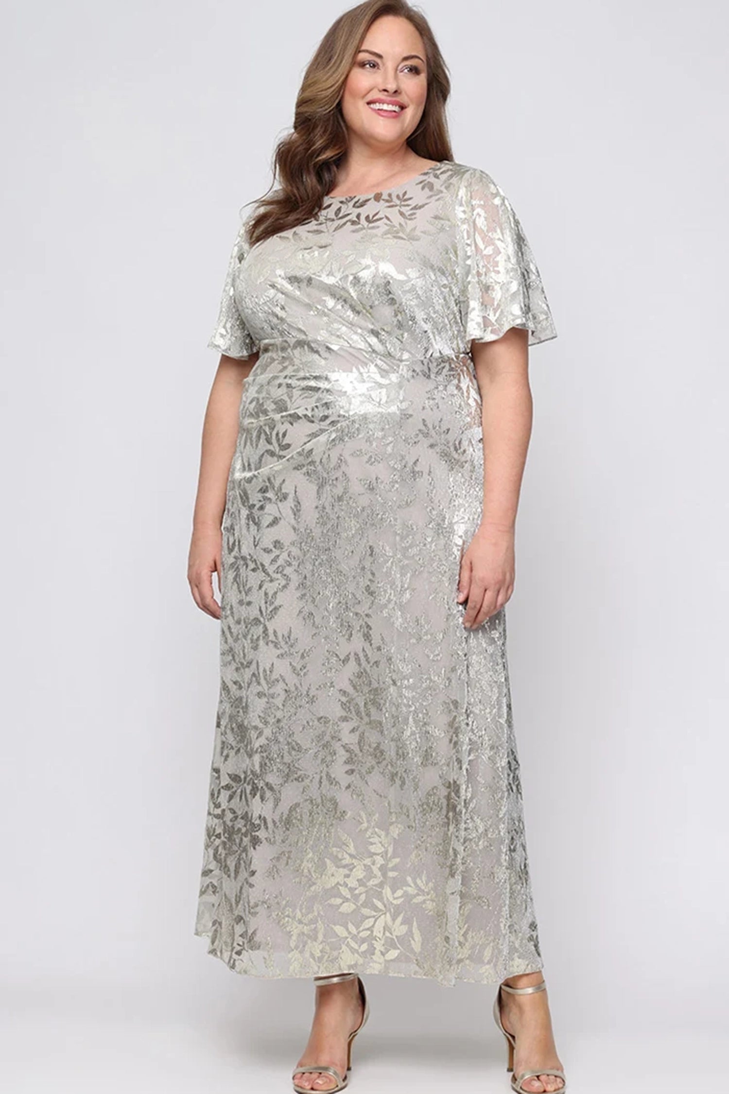 S.L. Fashions Dresses (SLNY) 9479492 Jewel Leaf Pattern Evening Dress