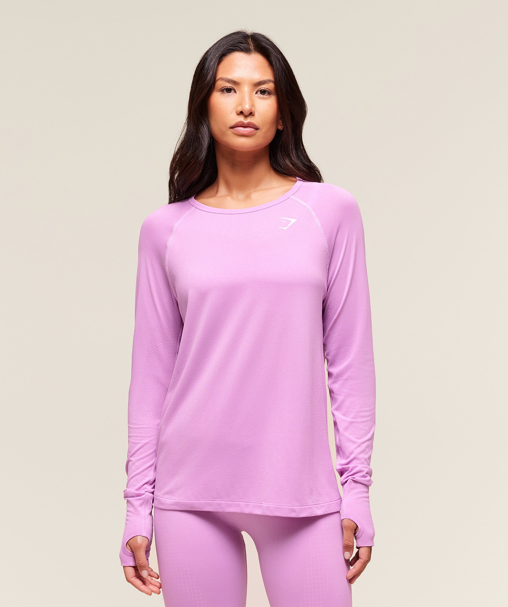 Gymshark Vital Seamless 2.0 Light Long Sleeve Top - Sour Pink/Marl