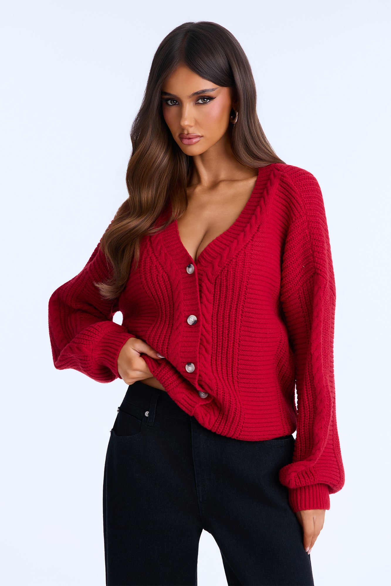 Couch Convo Cardigan - Red