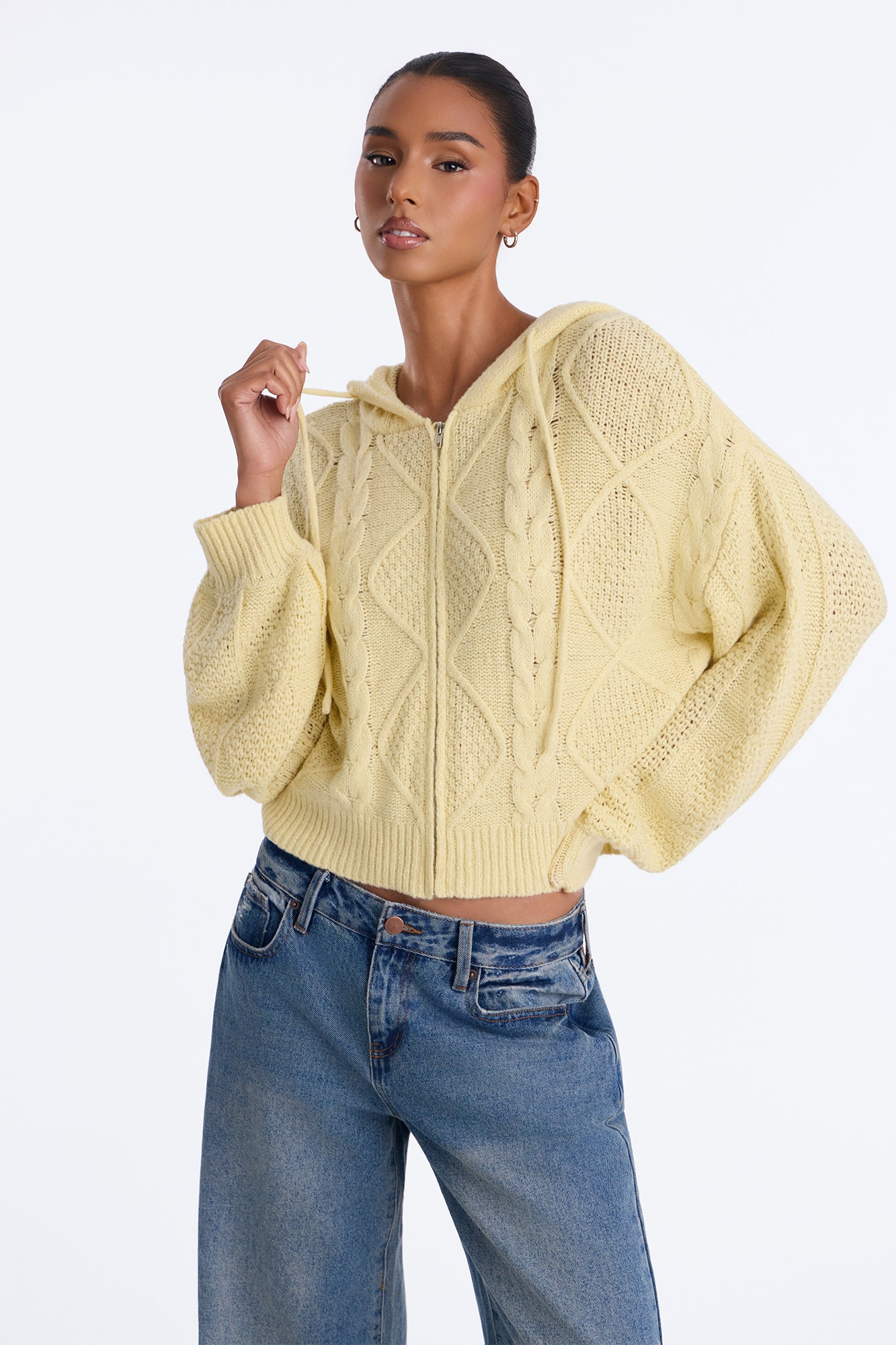 Ski Lodge Zip Up Sweater - Butter Yellow
