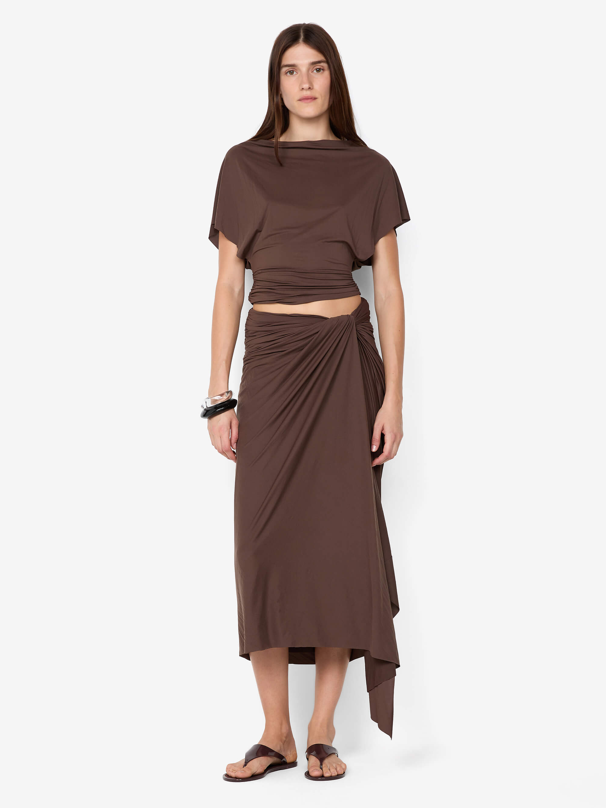 CLEMENTINE DRAPE SKIRT - MILK CHOCOLATE