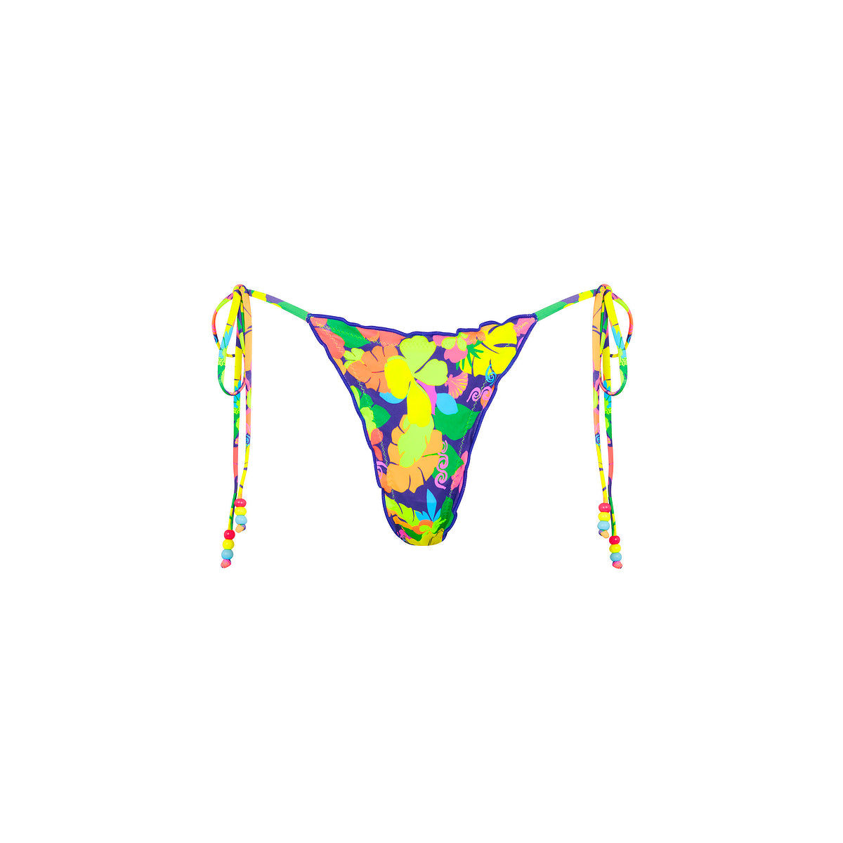 Kulani Kinis Neon Sunset Lettuce Edge Thong Tie Bikini Bottom