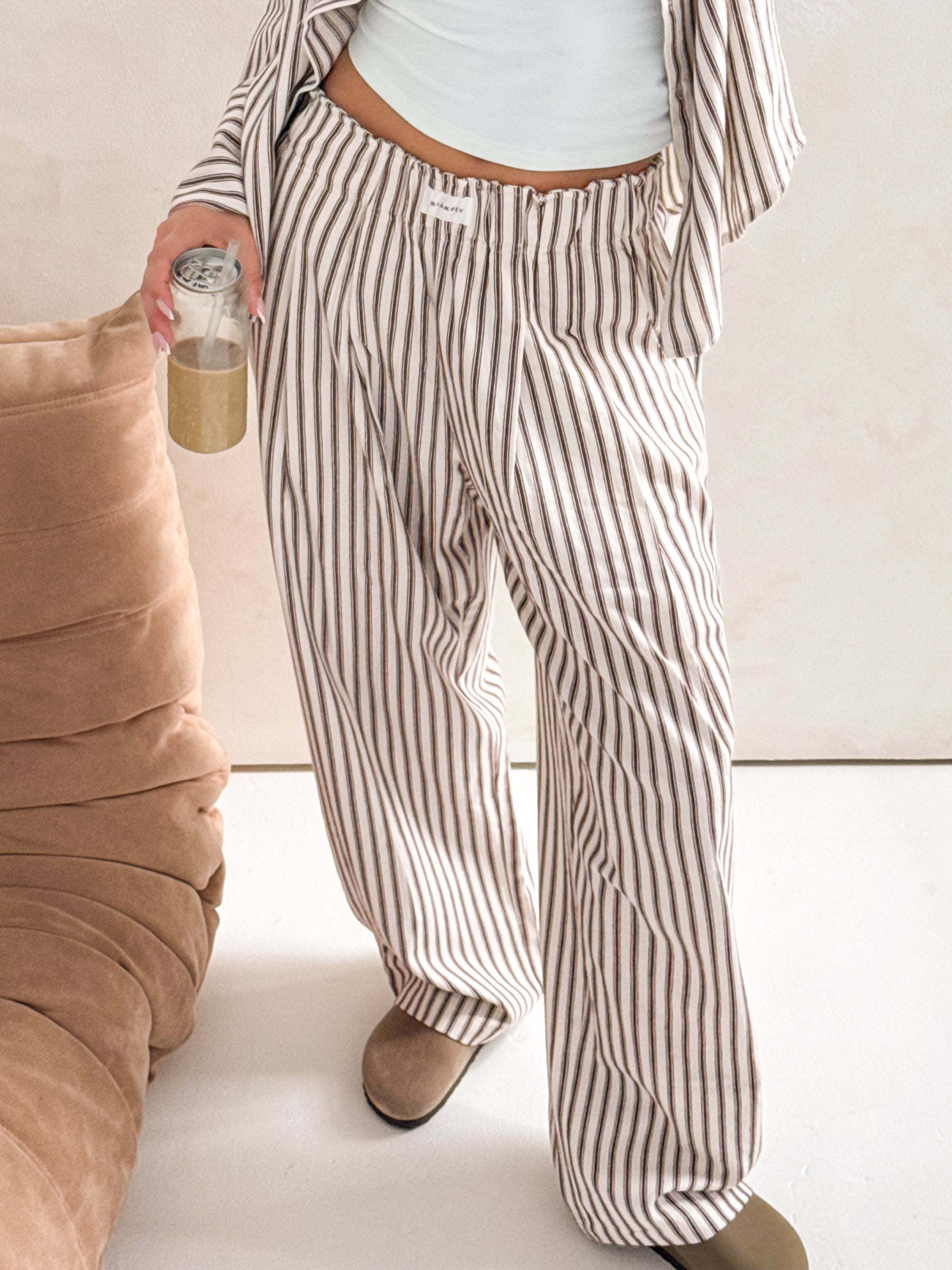 Lou Stripe Trousers - Chestnut Brown