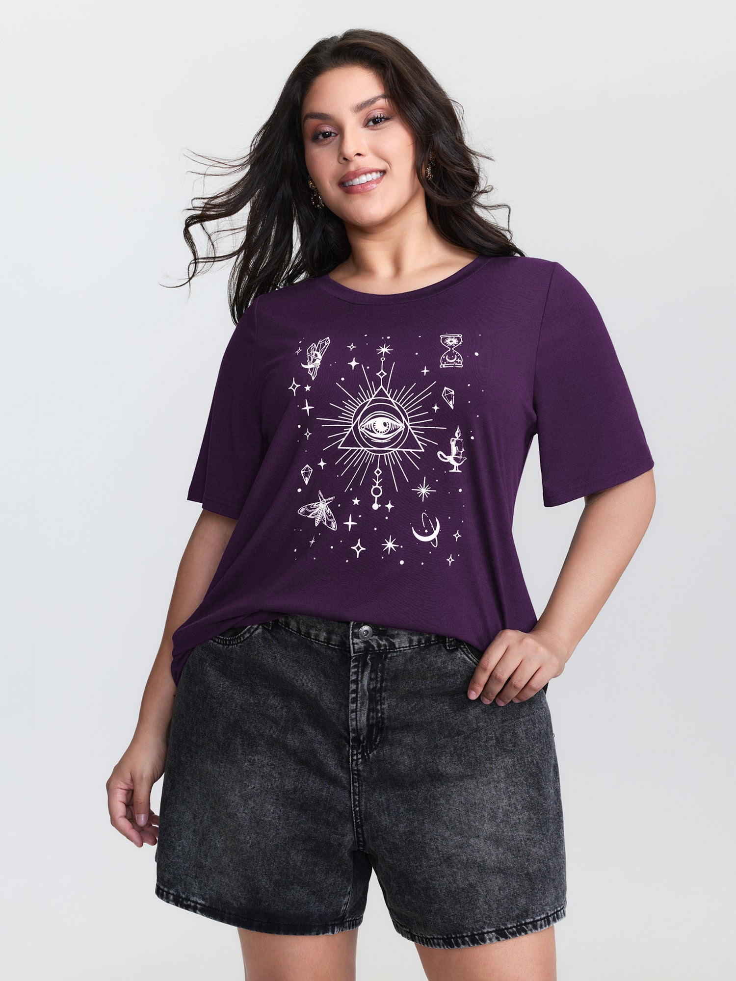 Celestial Print Round Neck T-Shirt
