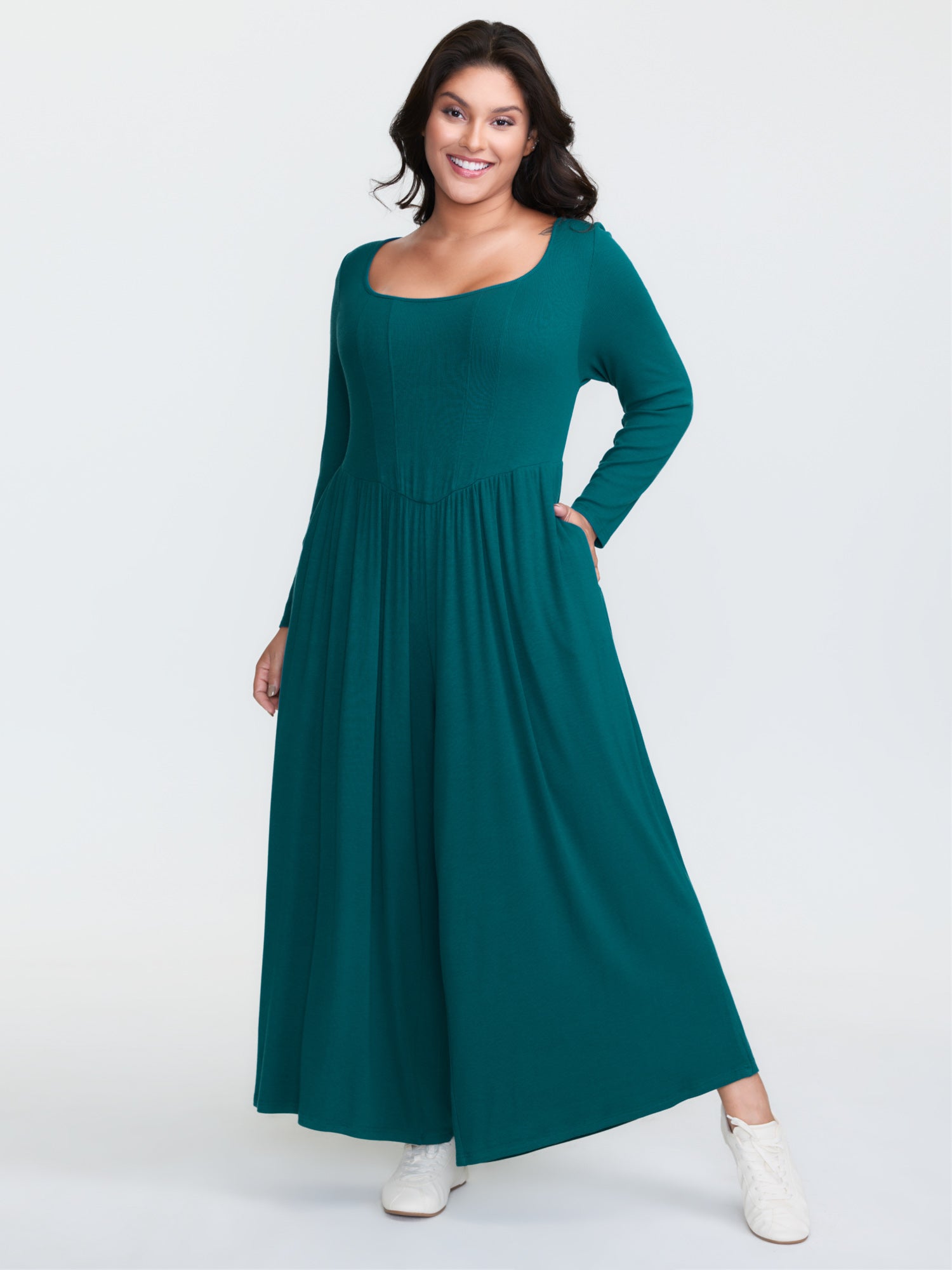 Supersoft Square Neck Smocked Waist Jumpsuit