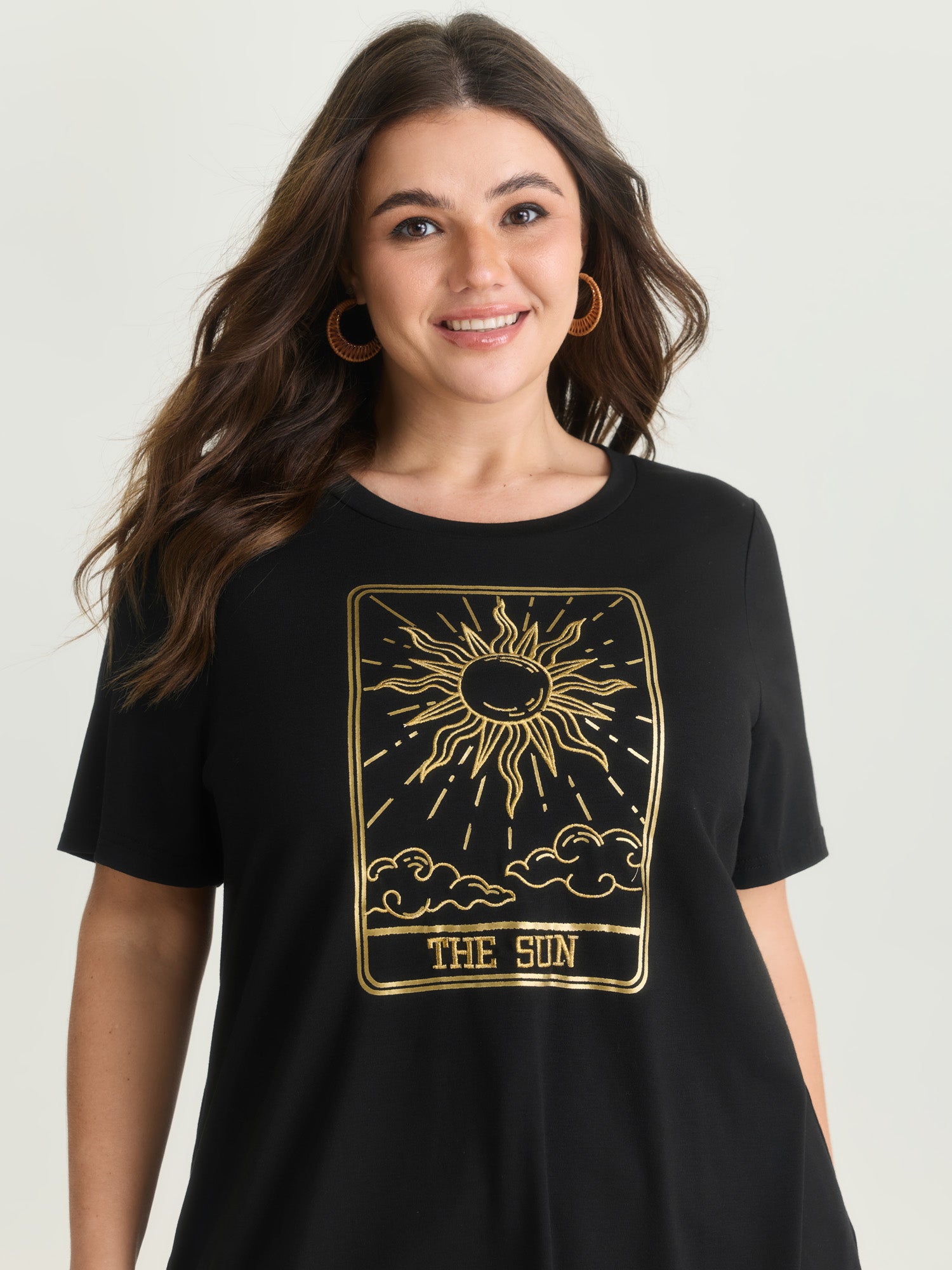 Supersoft Sun Embroidered Round Neck T-Shirt