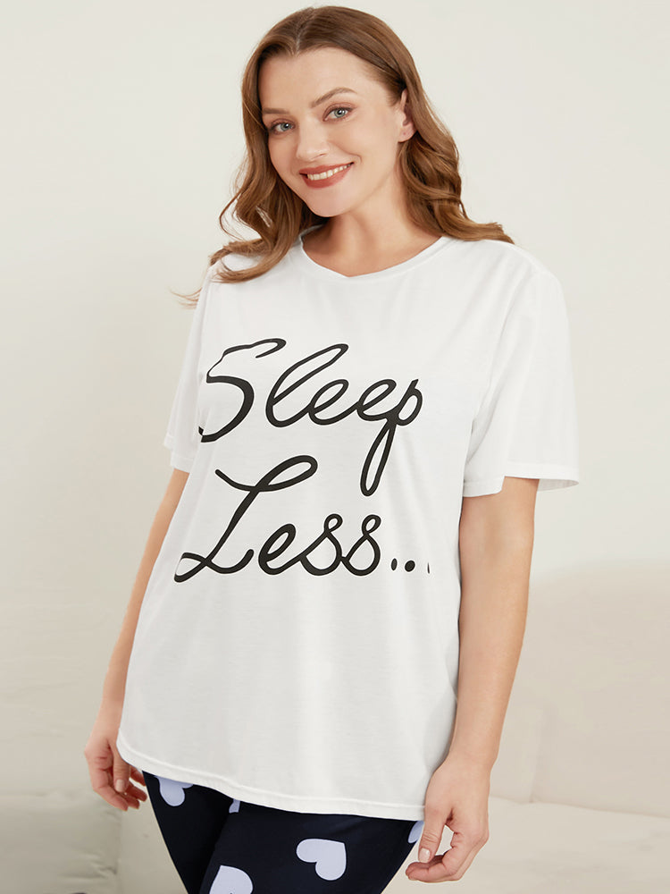Sleep Less Round Neck Solid Pajama Top