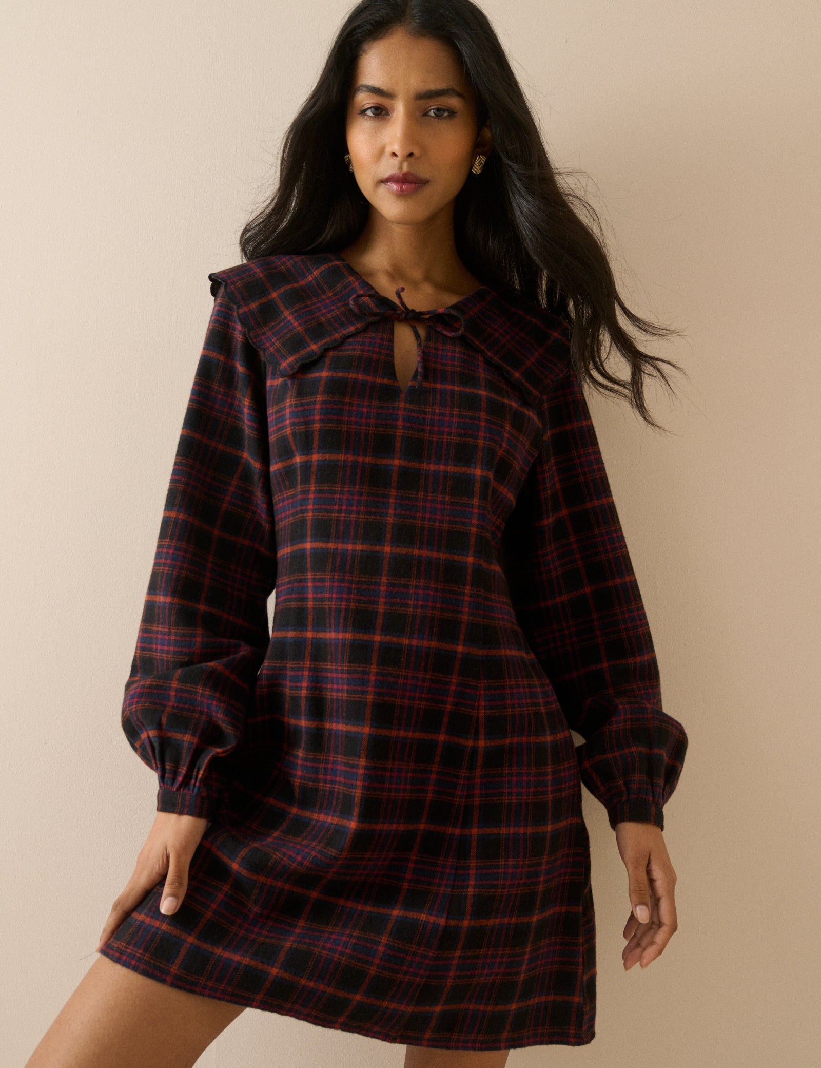 Black and Red Tartan Hannah Mini Dress