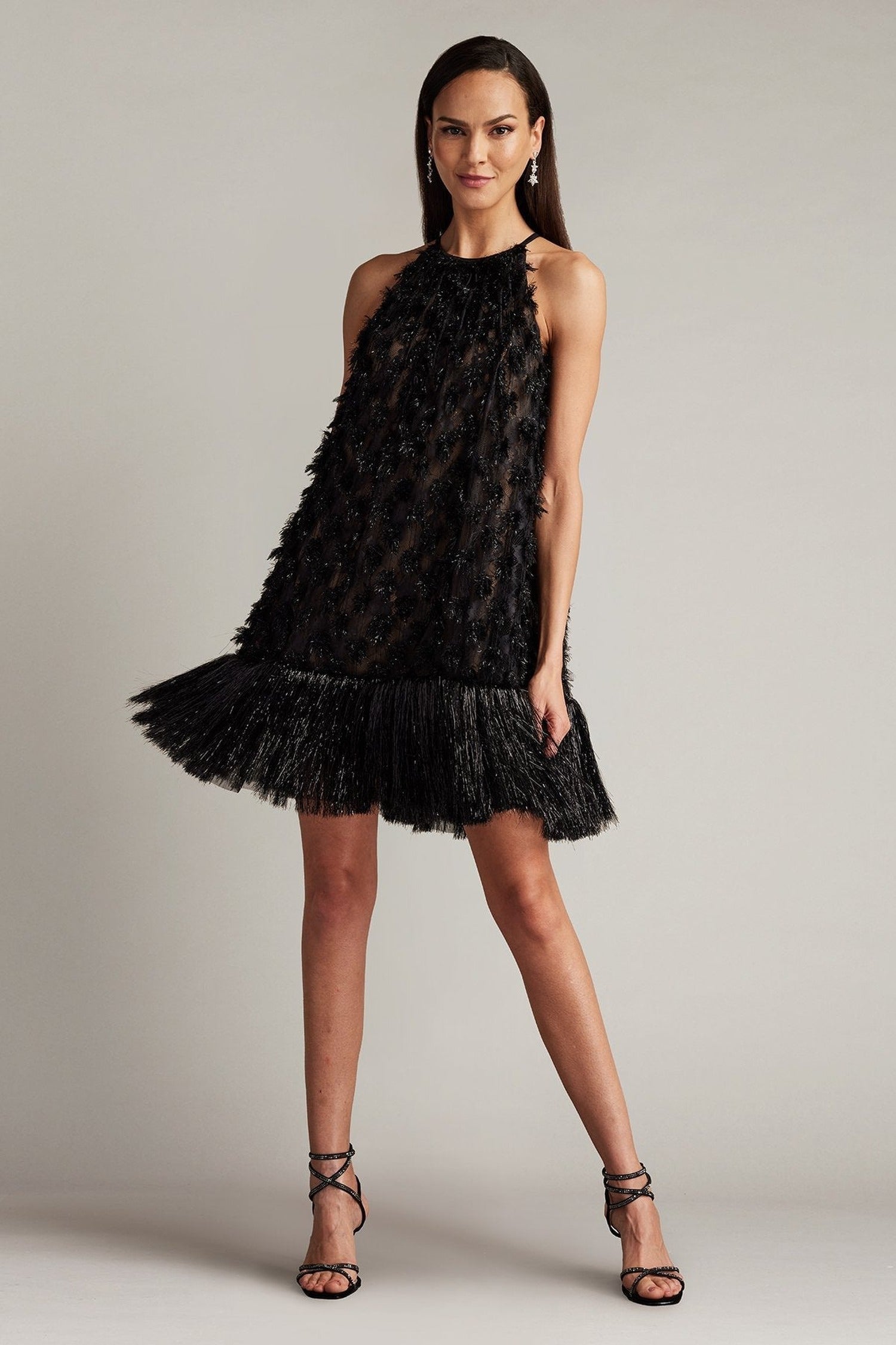 Tadashi Shoji SCGW24600S - Halter Sequin Mini Dress