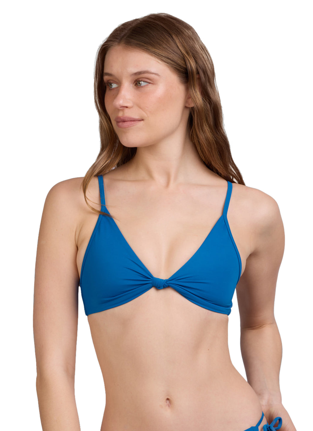 JOLYN Women's Faye Solid Front Knot Bikini Top