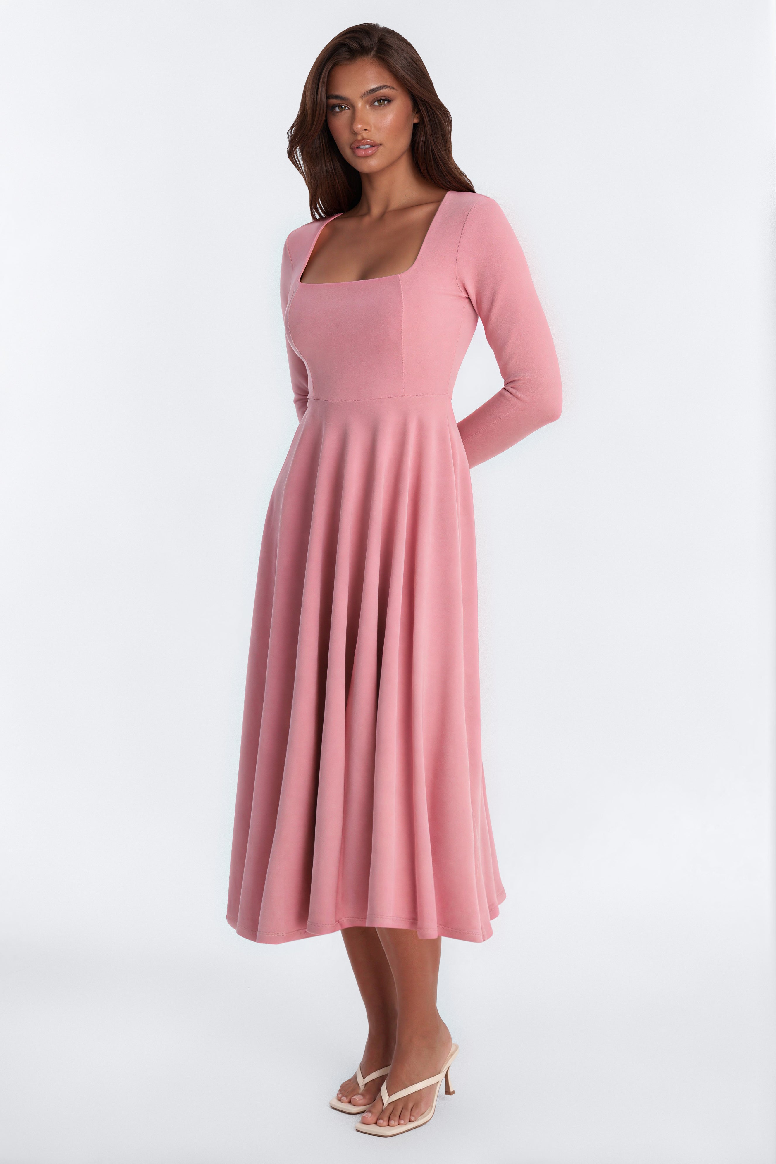 Alena Long Sleeve Midi Dress - Mauve