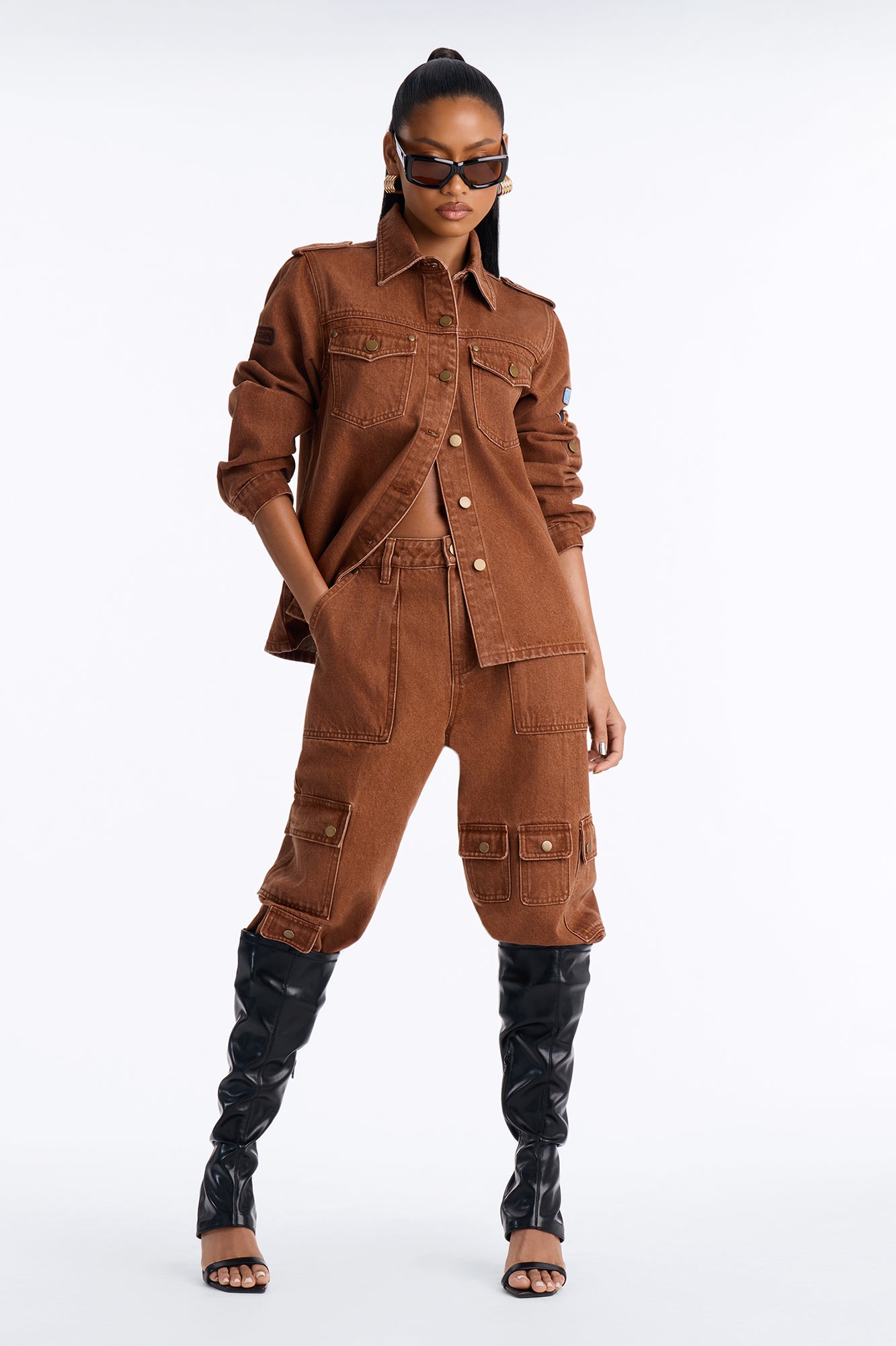 First Ranker Denim Shacket - Brown