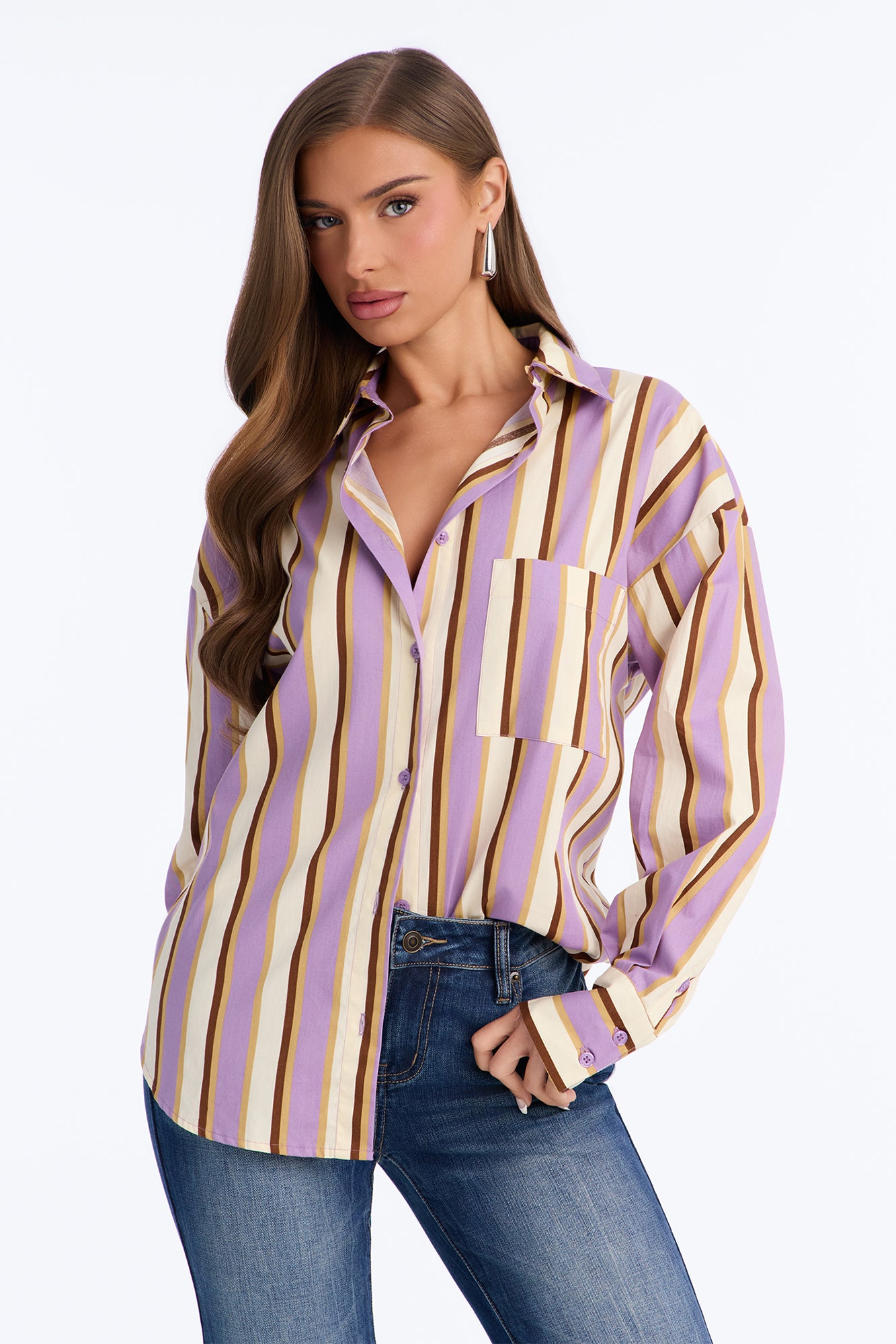 I'm The Main Topic Striped Shirt - Purple/combo