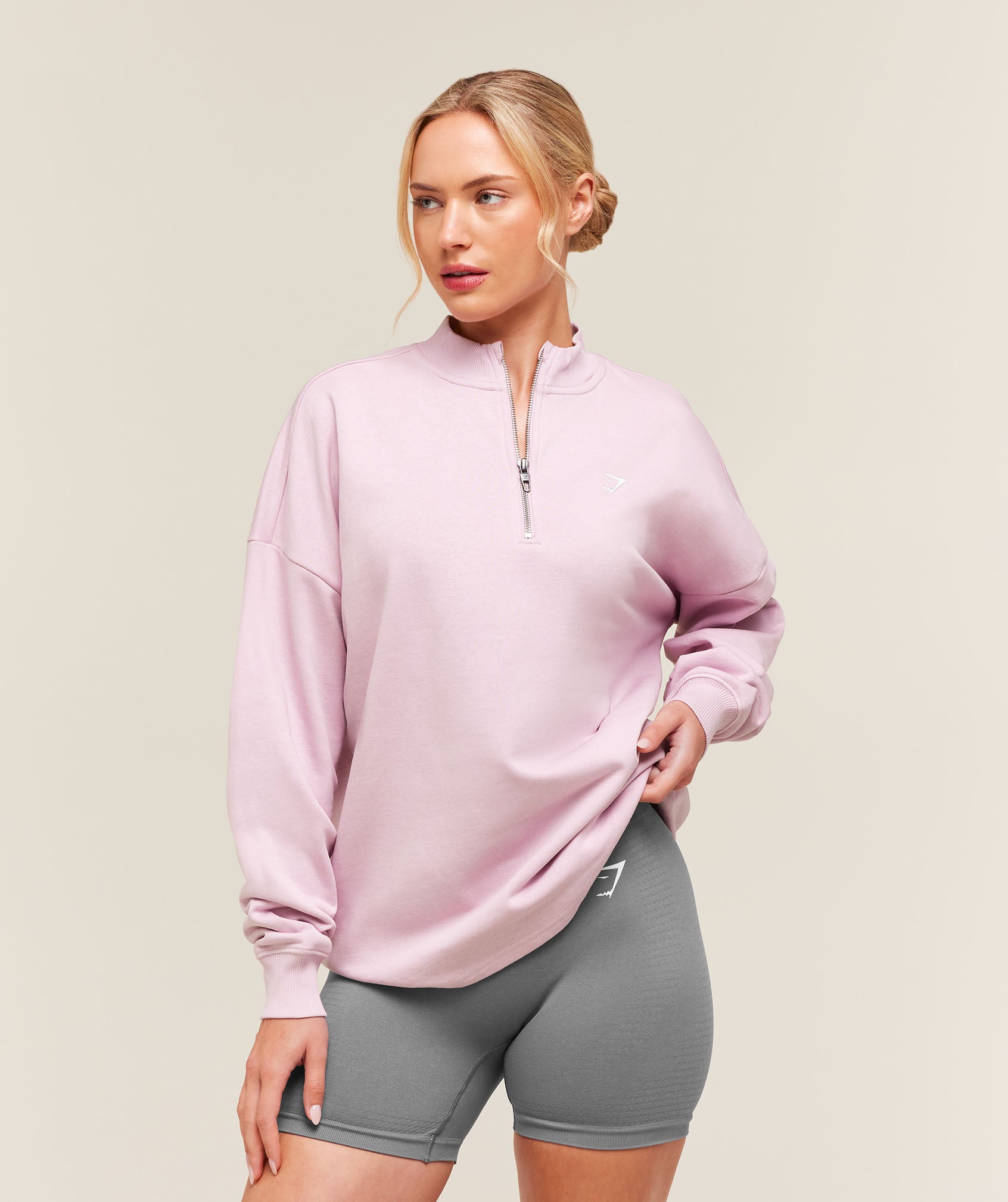 Gymshark Training Oversized 1/4 Zip - Haze Pink