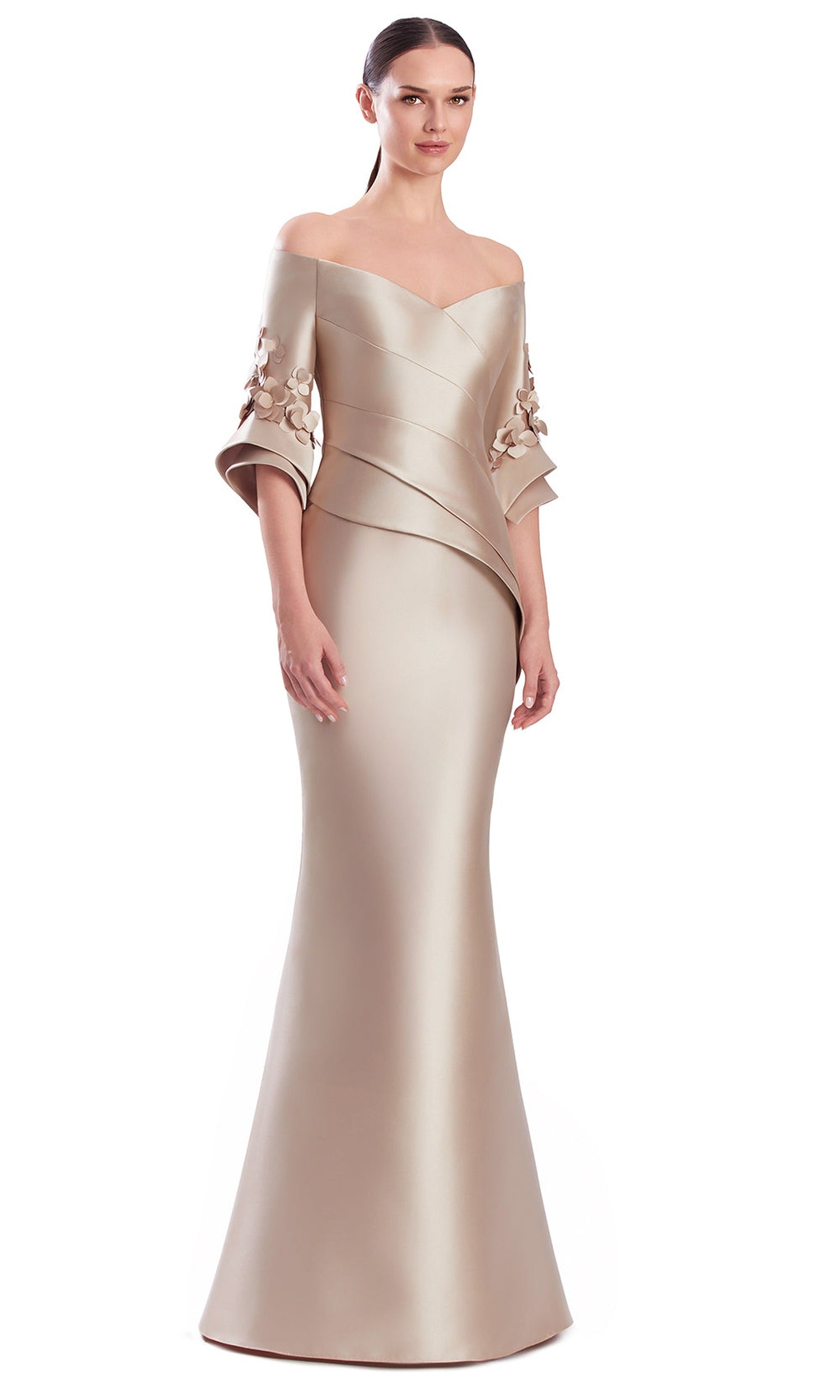 Alexander by Daymor 3309F26 - Floral Sleeve Mermaid Evening Gown