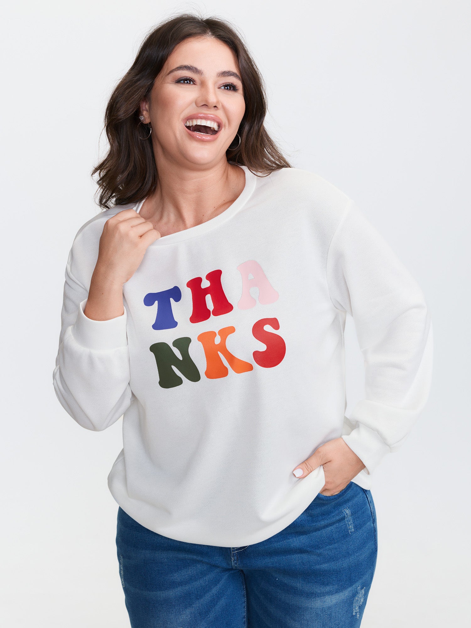 Thanks Motif Relaxed-Fit Drop Shoulder Sweatshirt