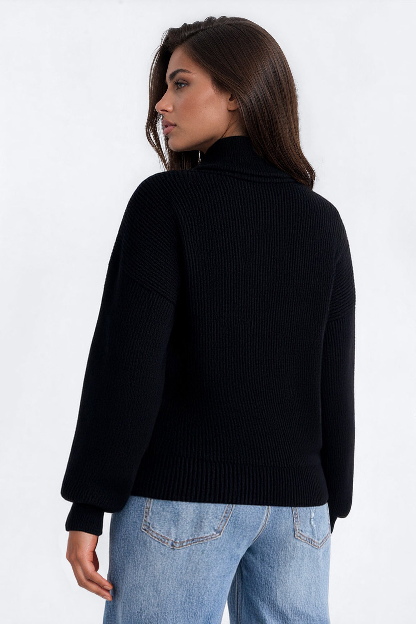 Seasonally Yours Quarter Zip Pullover Sweater - Black