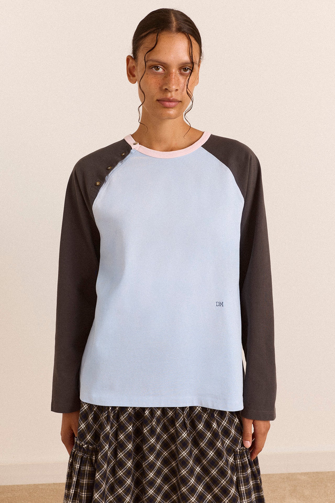 Enzo Raglan Tee - Blue/Charcoal