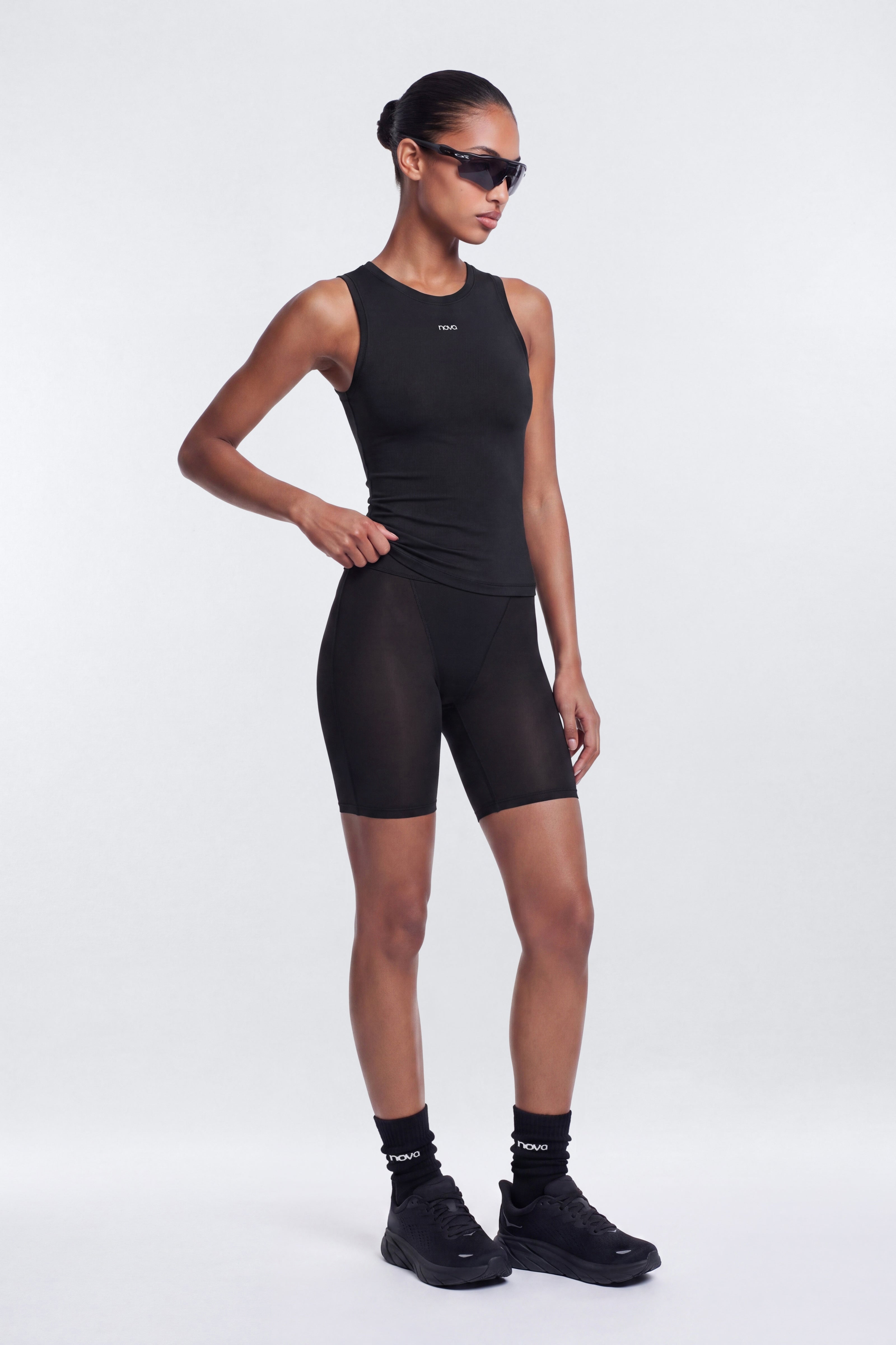 Active Sport Mesh Sleeveless Layering Top - Black